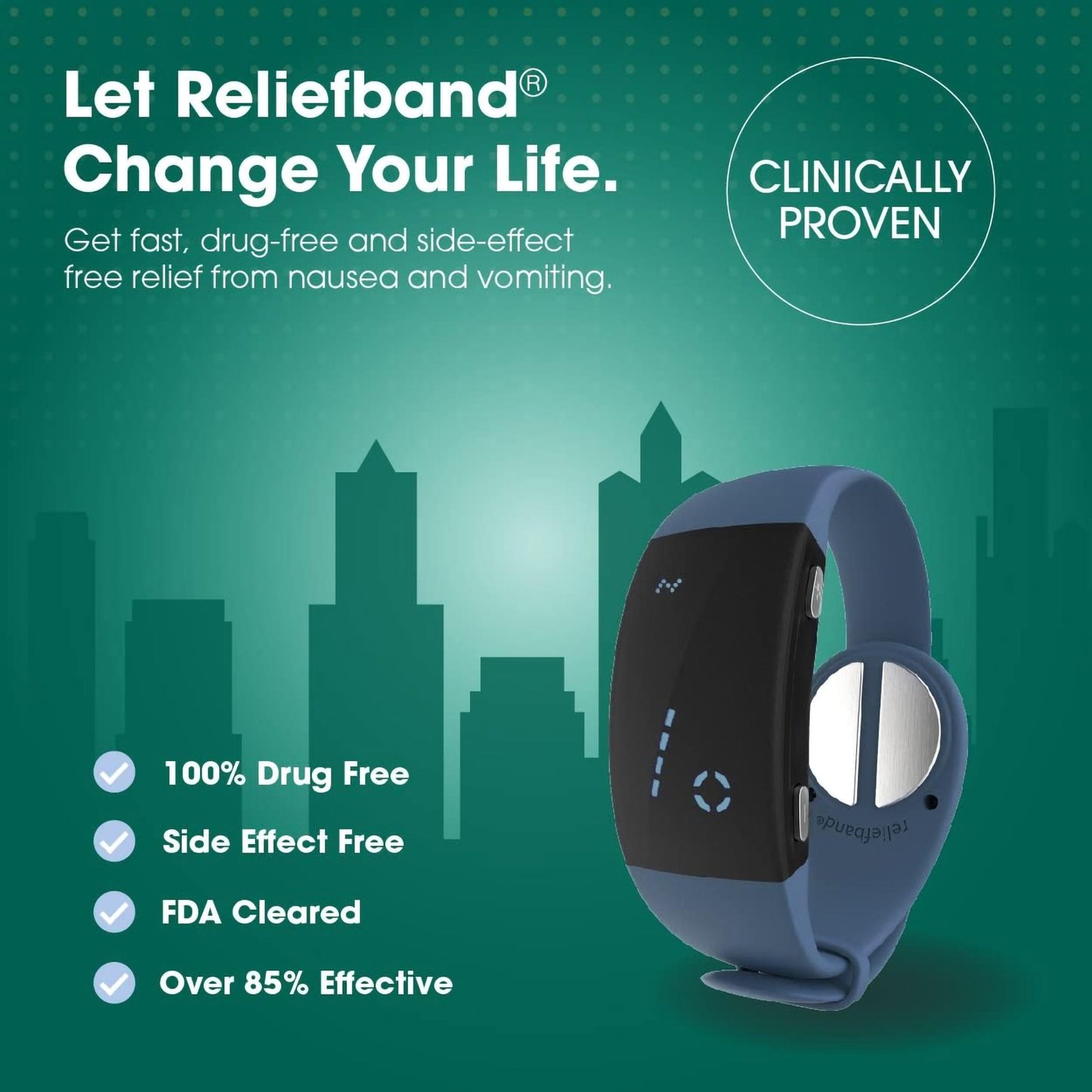 WRISTBAND, ANTI-NAUSEA RELIEFBAND PREM DENIM SLATE BLU (24/C