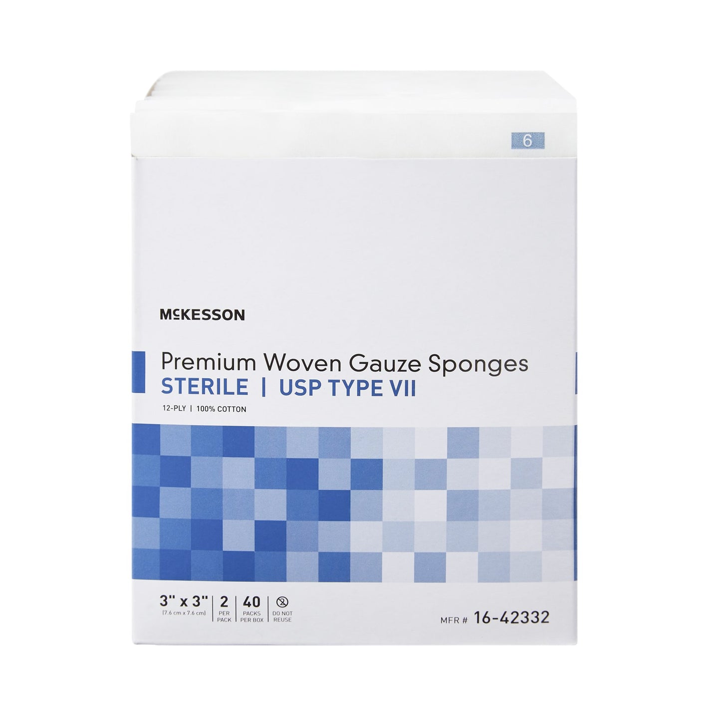 SPONGE, GZE TYPE-VII 12PLY STR3"X3" (2/PK 40PK/BX 30BX/CS)