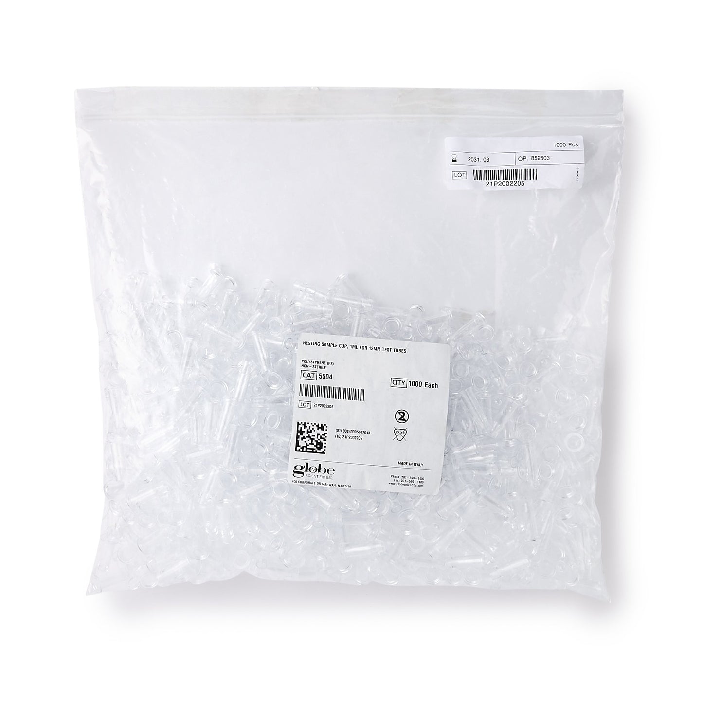 CUP, SAMPLE 1ML 13MM PS (1000/CS)