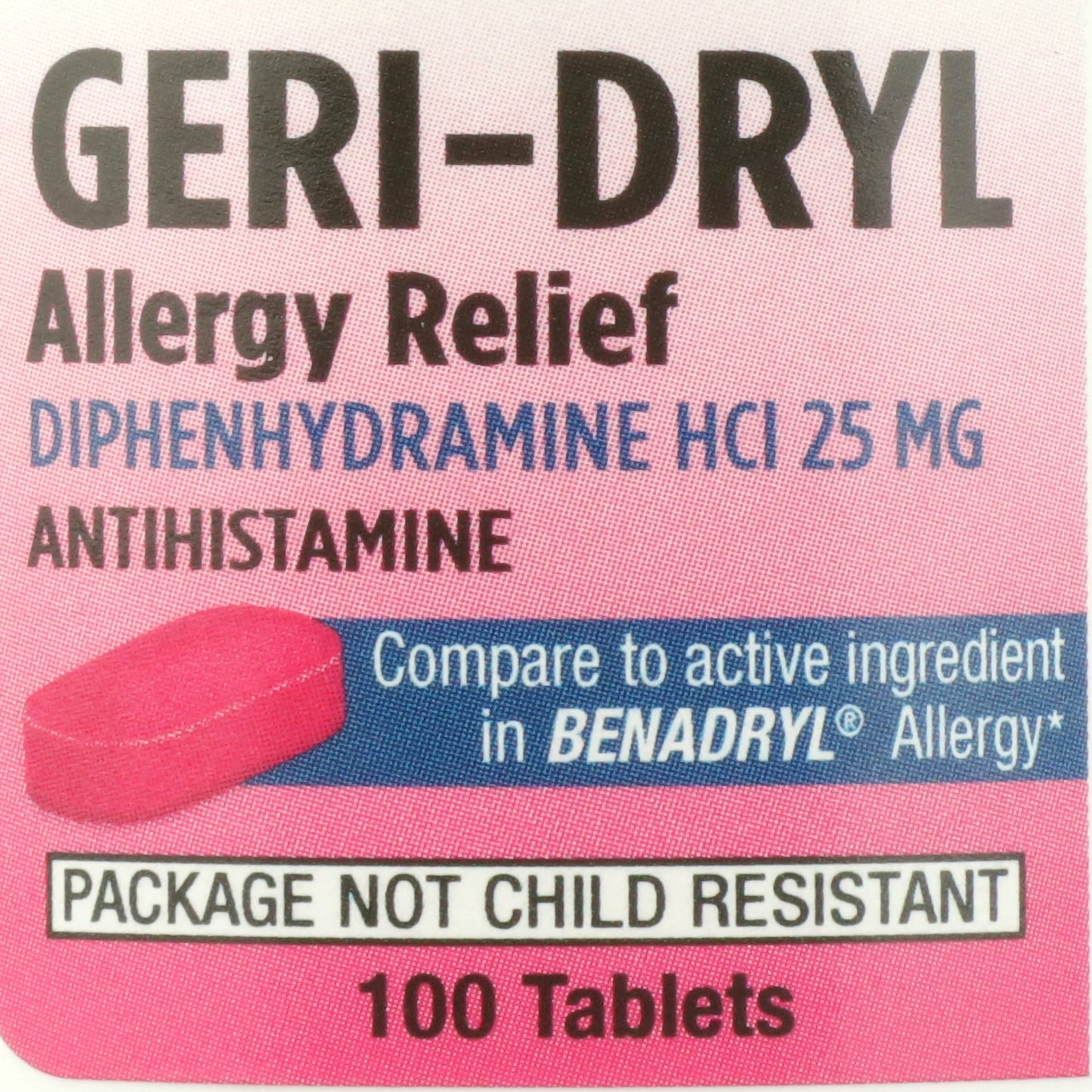 DIPHENHYDRAMINE, TAB 25MG (100/BT 12BT/CS)