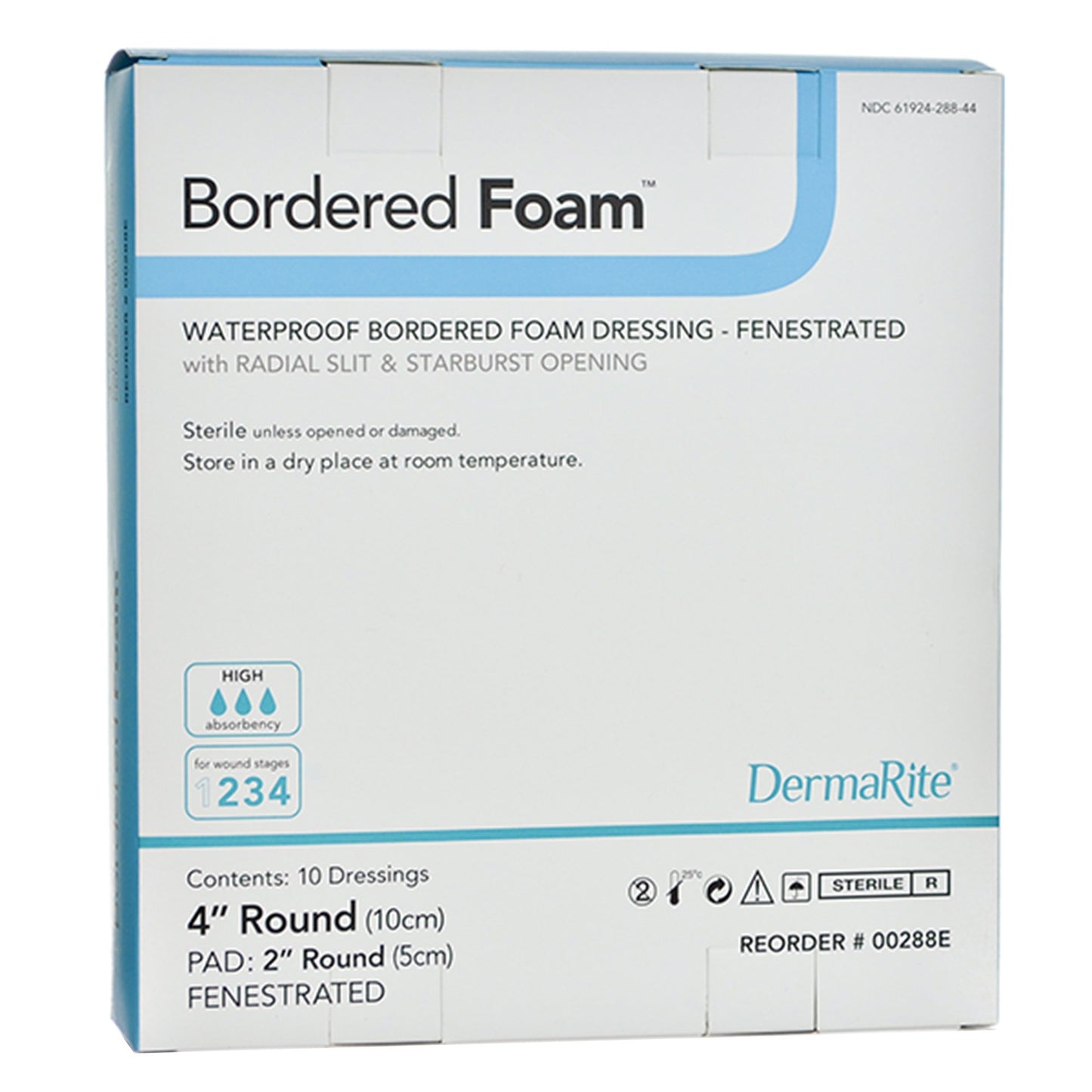 DRESSING, FOAM DERMARITE ROUNDBORDER 4" (10/BX)