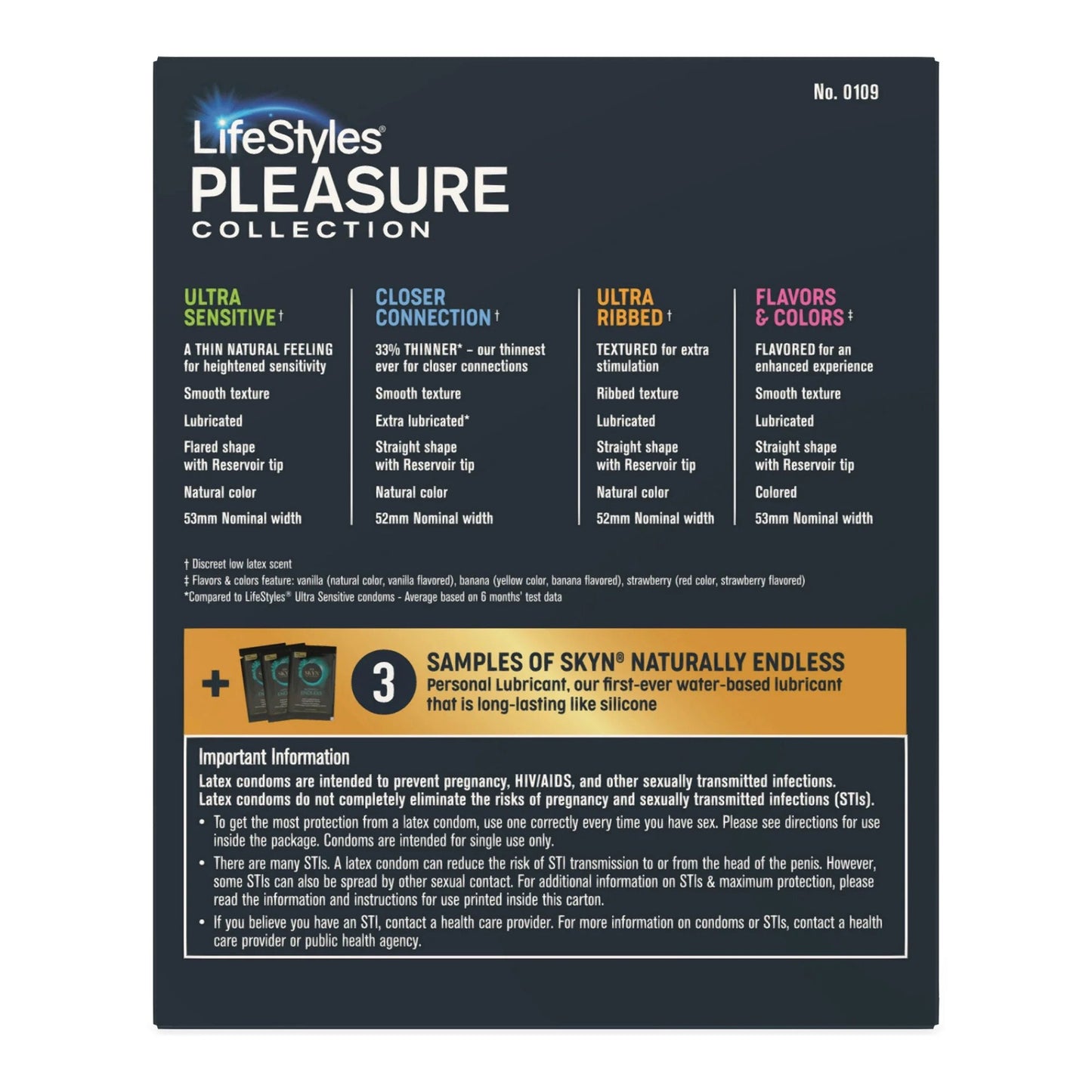 CONDOM, LIFESTYLES PLEASURE COLL LTX (36/BX 24BX/CS)