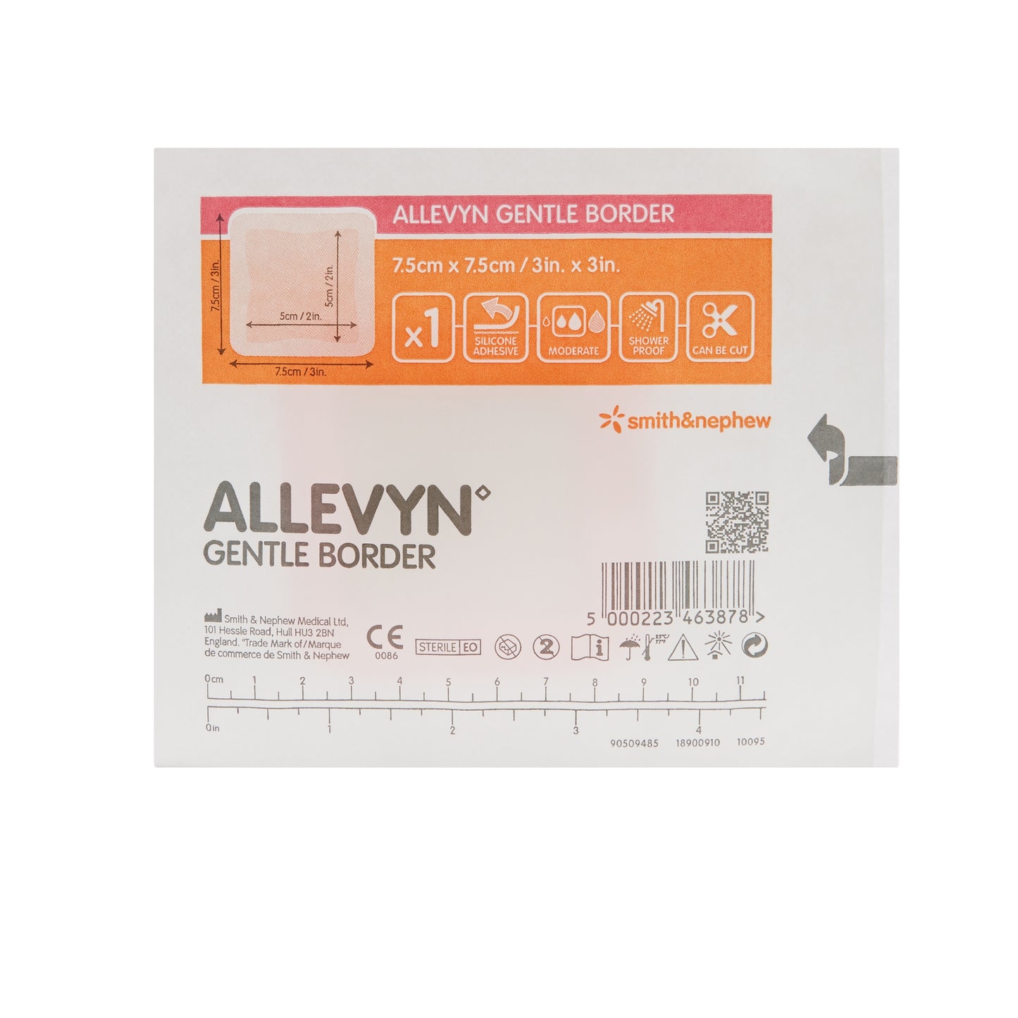 DRESSING, ALLEVYN GENTLE BRDR 3"X3" (10/BX 4BX/CS)