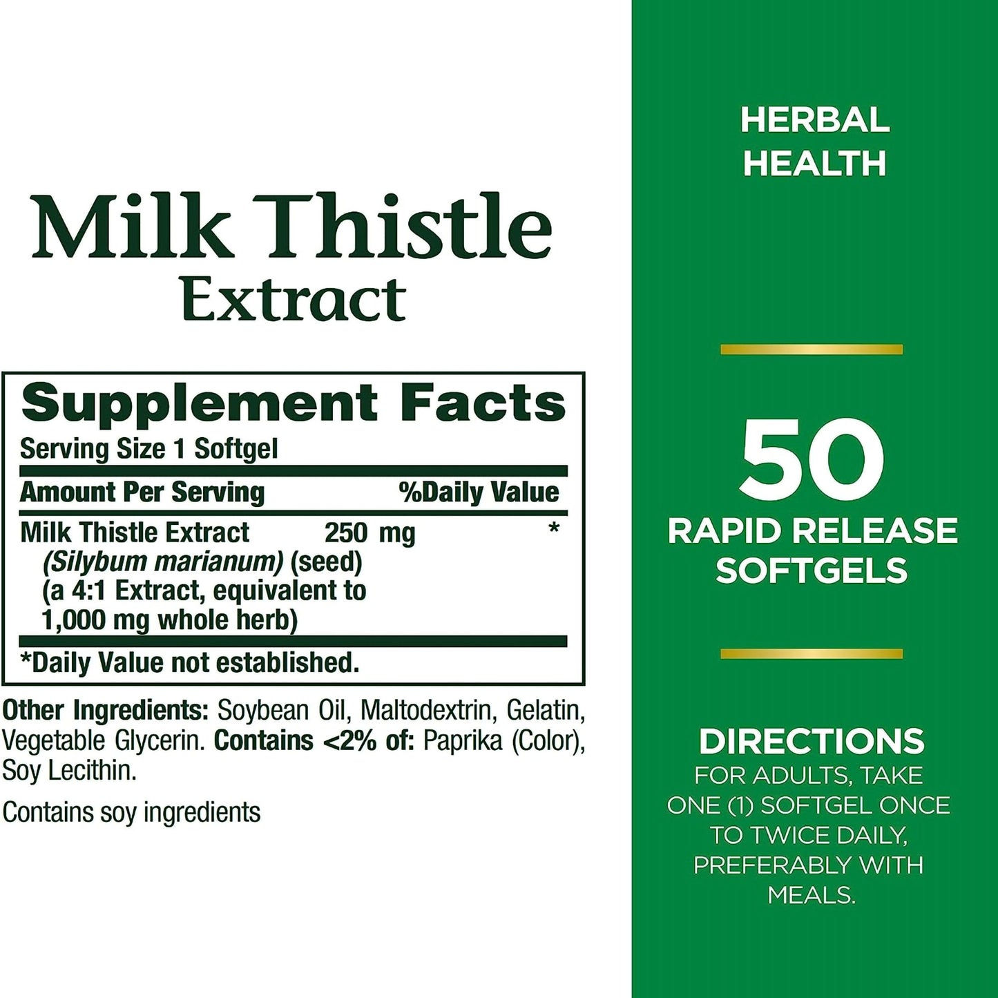 MILK THISTLE, CAP SGEL NATURESBOUNTY 1000MG (50/BT)