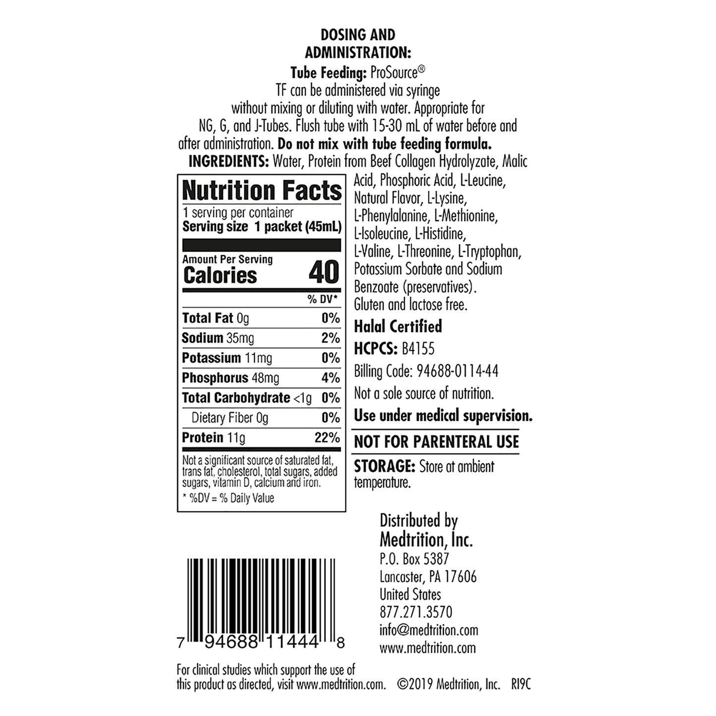 PROSOURCE TF, TUBE FEED LIQ 45ML (100/CS)