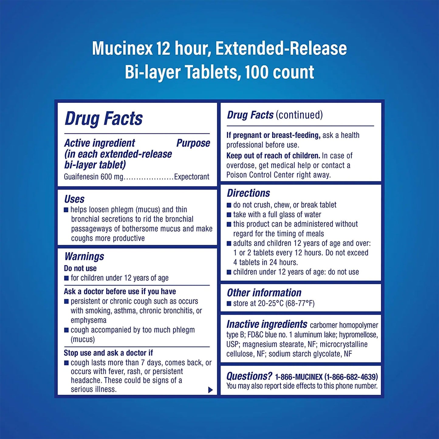 MUCINEX EXT RELEASE, TAB (100/BT)