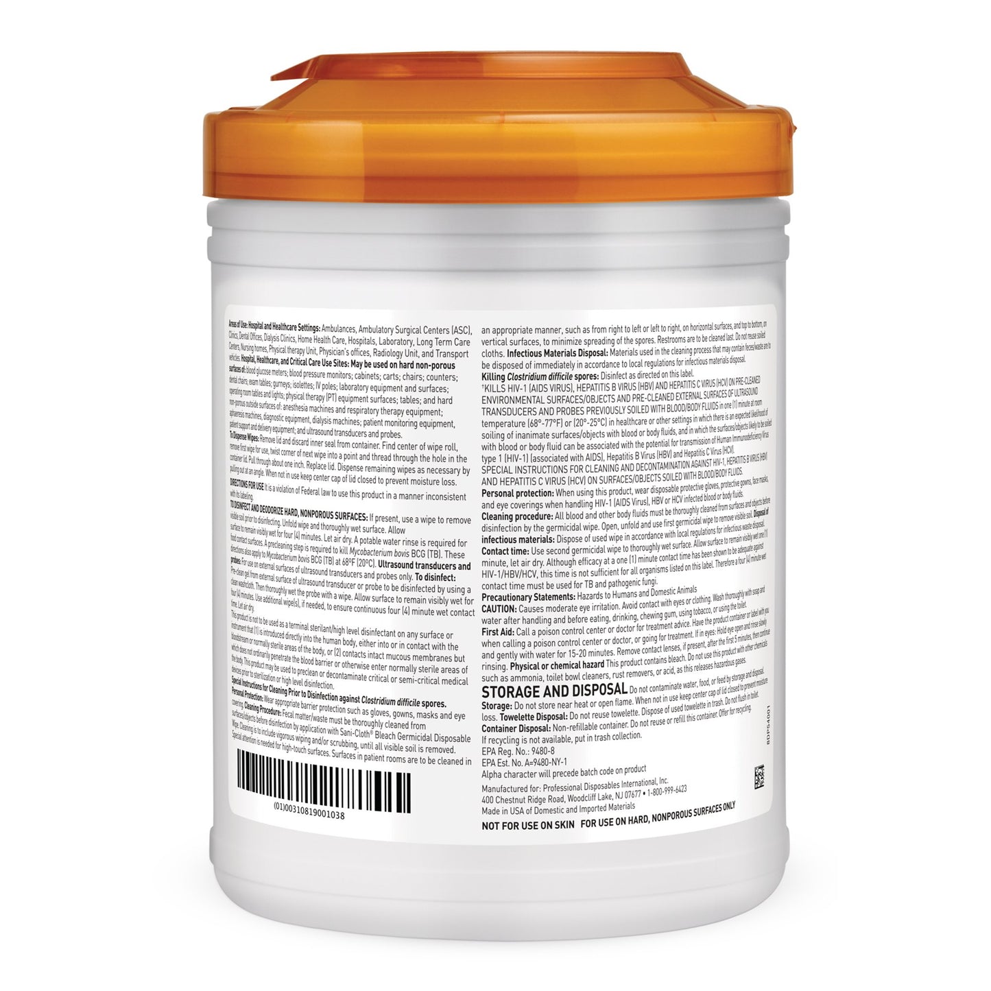 WIPE, SANI-CLOTH BLEACH GERMICIDAL (75/CN 12CN/CS)