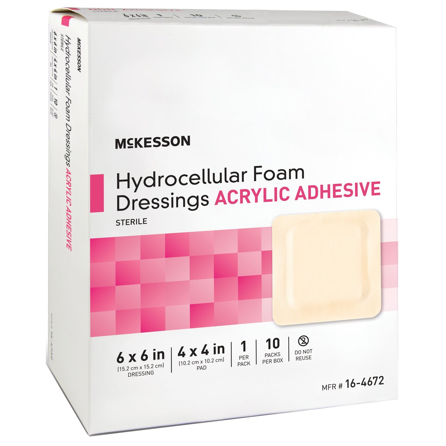 DRESSING, HYDROCELLULAR ADH STR FOAM 6"X6" (10EA/BX 10BX/CS)
