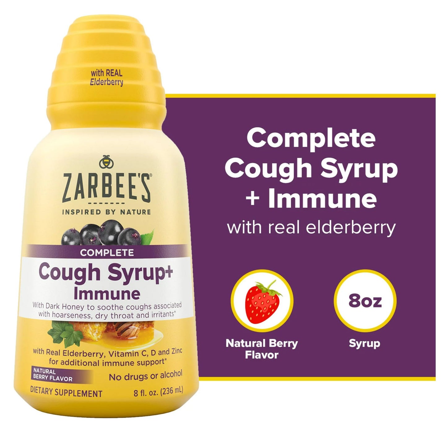 ZARBEES, SYRP ADLT COUGH+IMMUNE NAT BERRY 8OZ