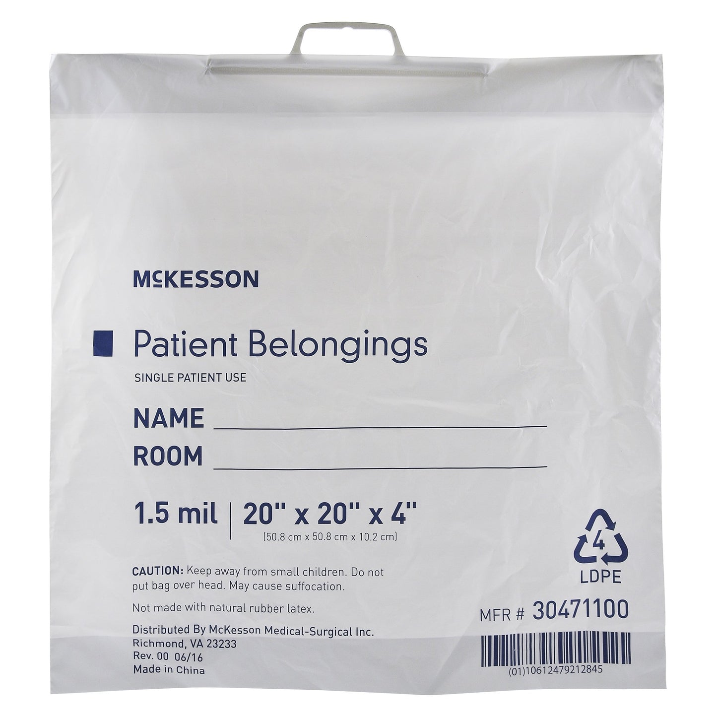 BAG, PAT HNDL 20X20X4 WHT (250/CS)
