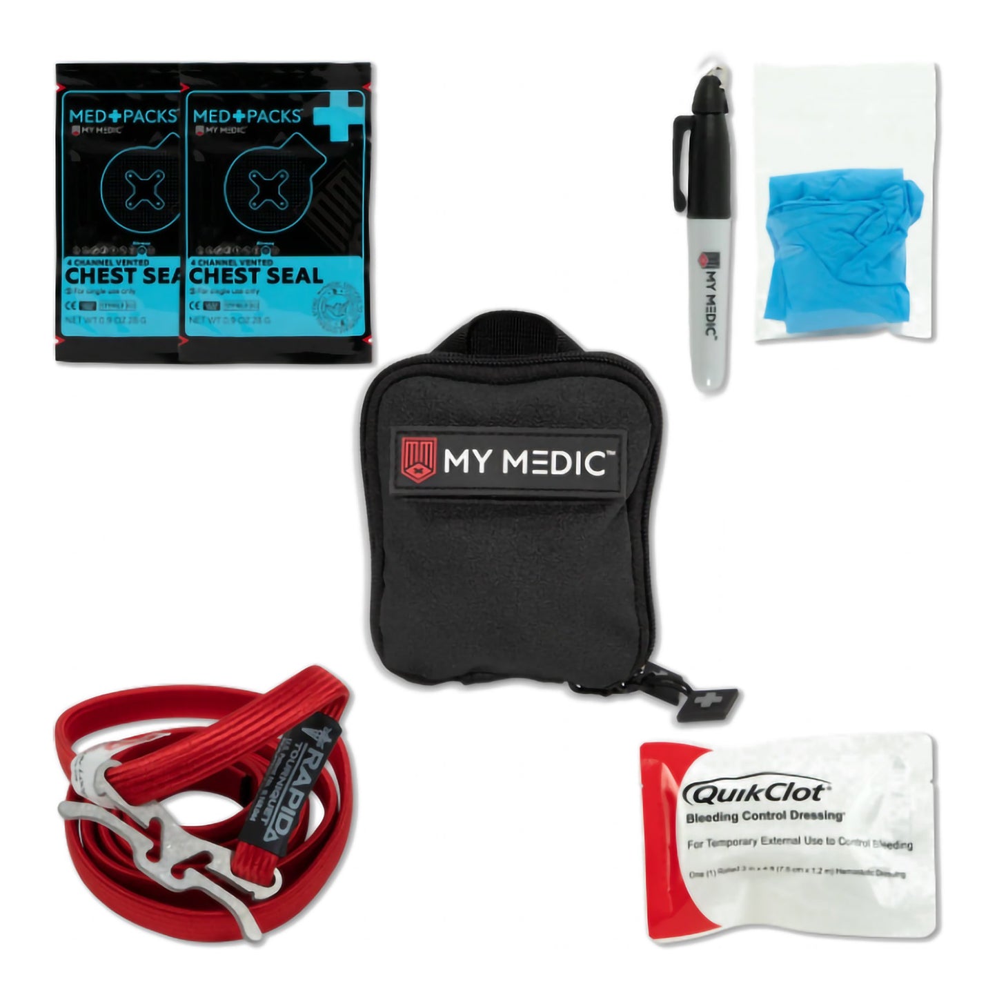 FIRST AID KIT, EVERYDAY CARRY PRO WATERPRF BLK 5.25X4.75X2"