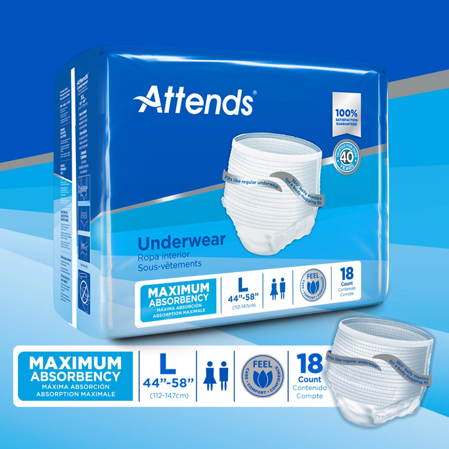 UNDERWEAR, ATTENDS MAX ABSRB LG (18/BG 4BG/CS)