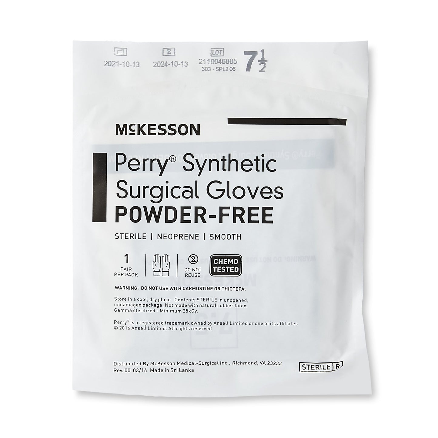 GLOVE, SURG NPRN 7.5 STR2 SMTHCHEMO (50PR/BX 4BX/CS)