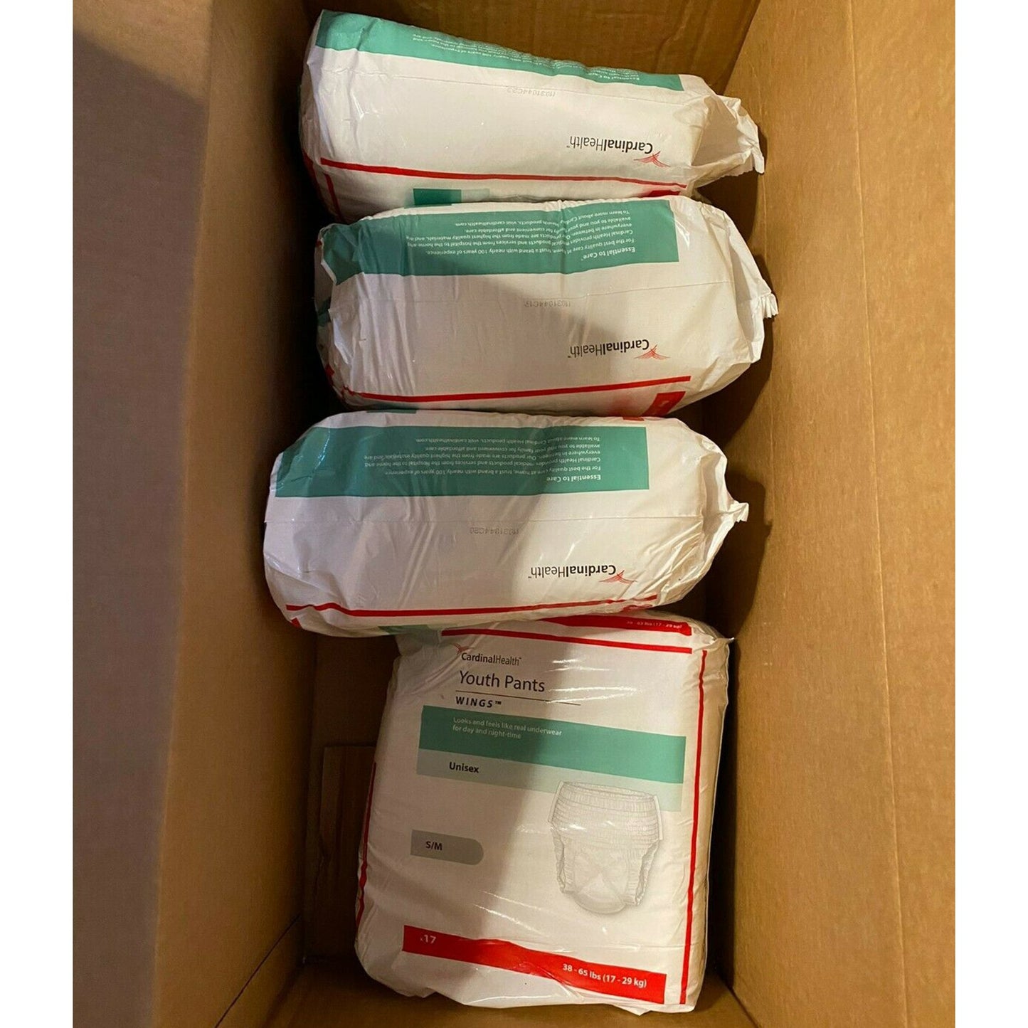 PANTS, CURITY YTH SLEEP SM/MED38-65LB(17/BG 4BG/CS)