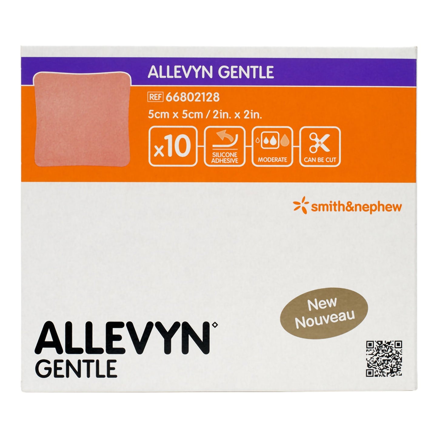 DRESSING, FOAM ALLEVYN GENTLE W/O BRDR 2"X2" (10/BX 6BX/CS)