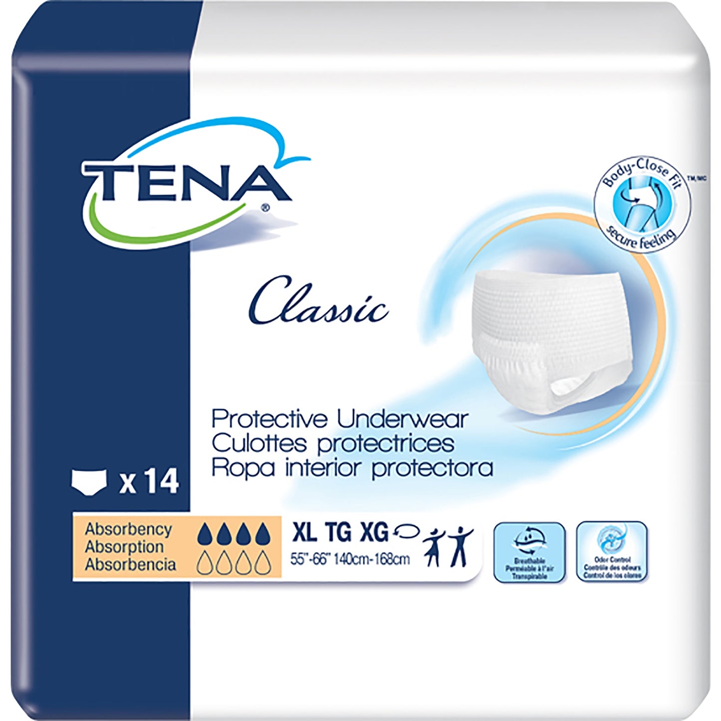 UNDERWEAR, TENA CLASSIC PROTECTIVE XLG (14/PK 4PK/CS)