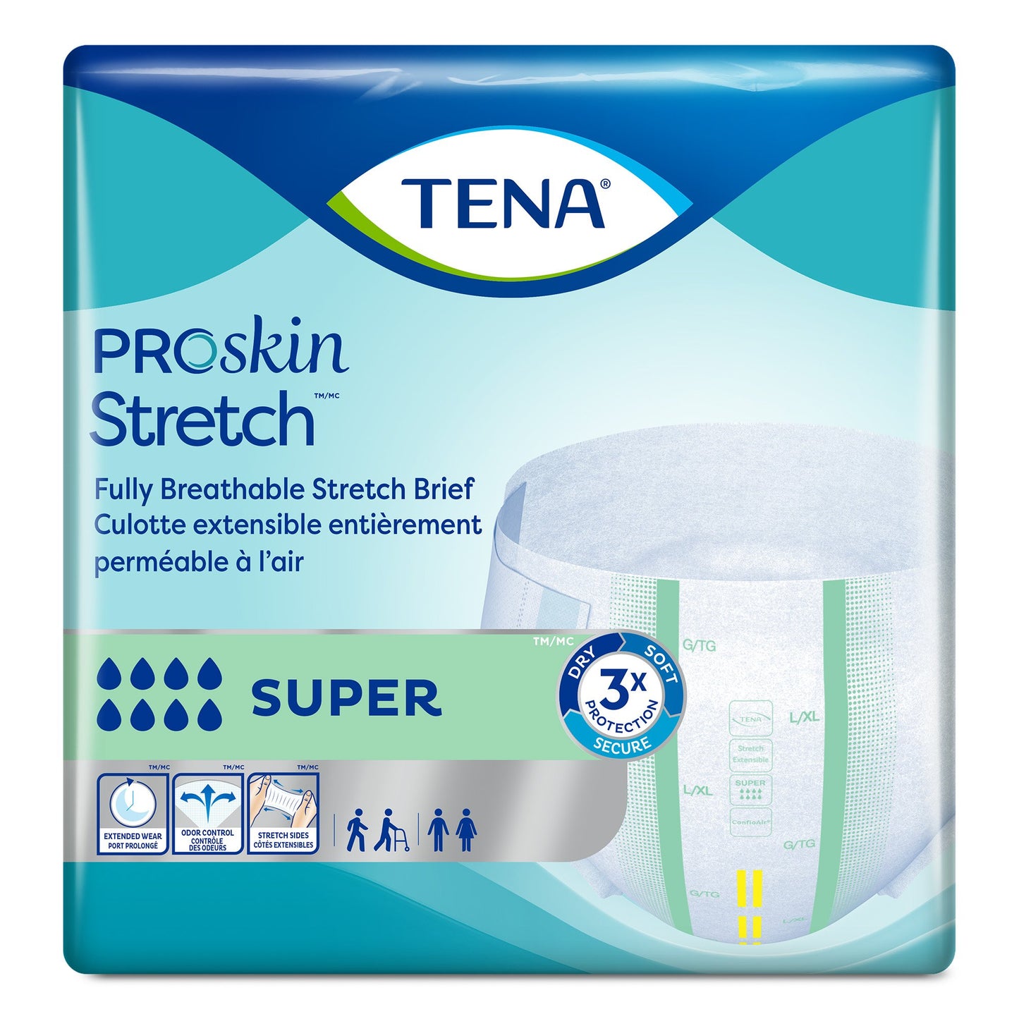 BRIEF, TENA SUPER STRCH LG/XLG(28/BG 2BG/CS) SCAPER