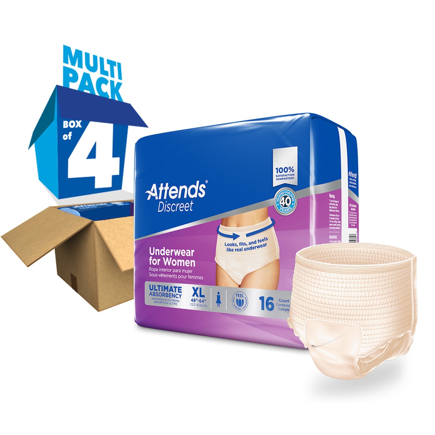 UNDERWEAR, DISCREET ATTENDS FML XLG (16/BG 4BG/CS)