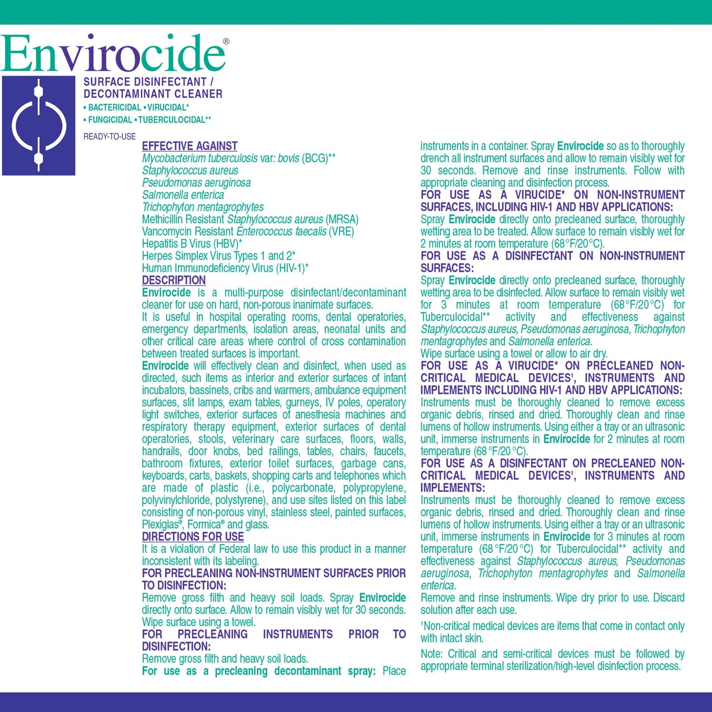 DISINFECTANT, ENVIROCIDE GL(4/CS)MX-3300