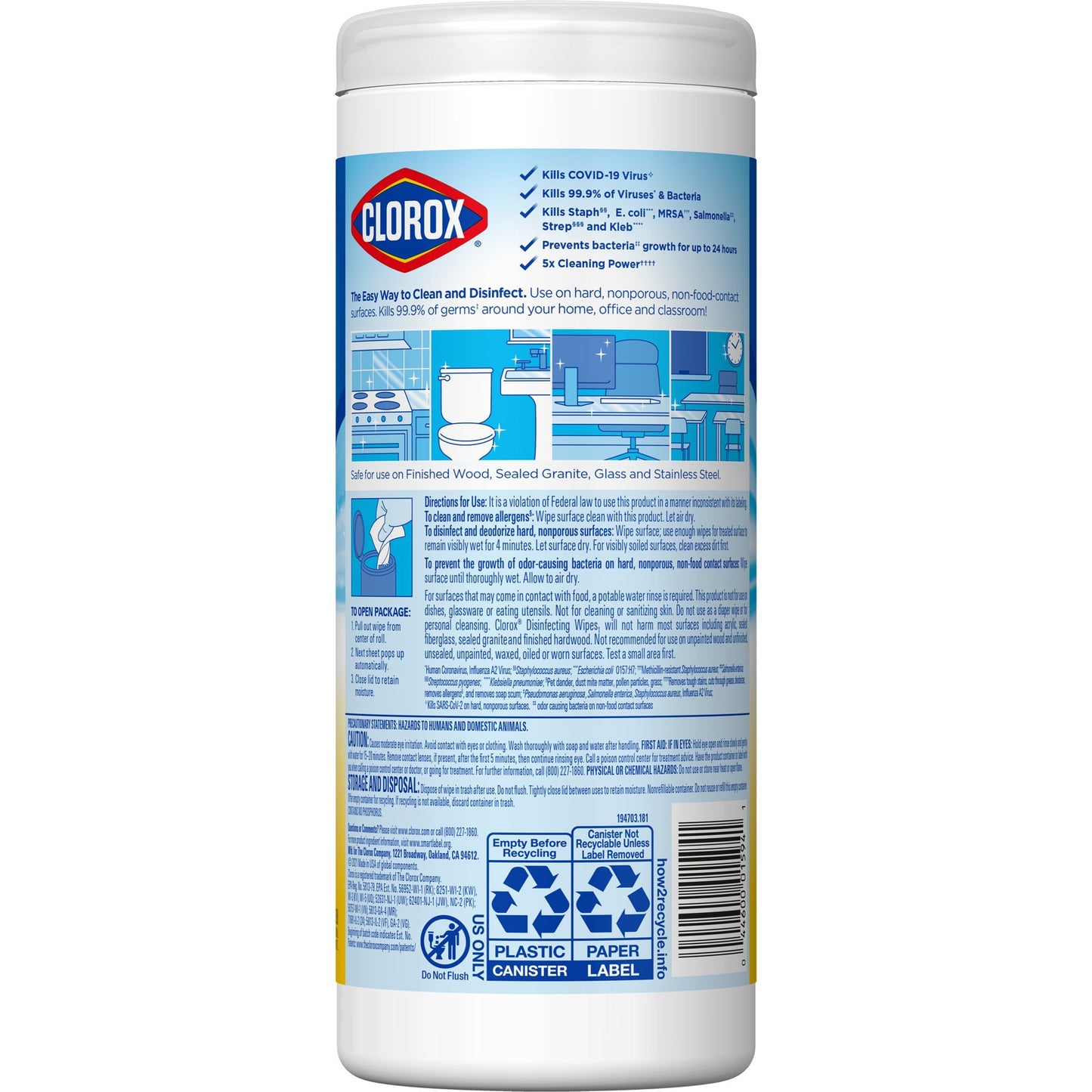 WIPE, CLOROX DISINF LEMON FRESH (35/PK 12PKCS) SALFLD