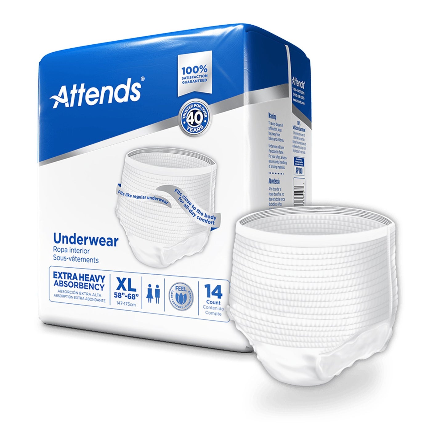 UNDERWEAR, CARE XLG (14/BG 4BG/CS)