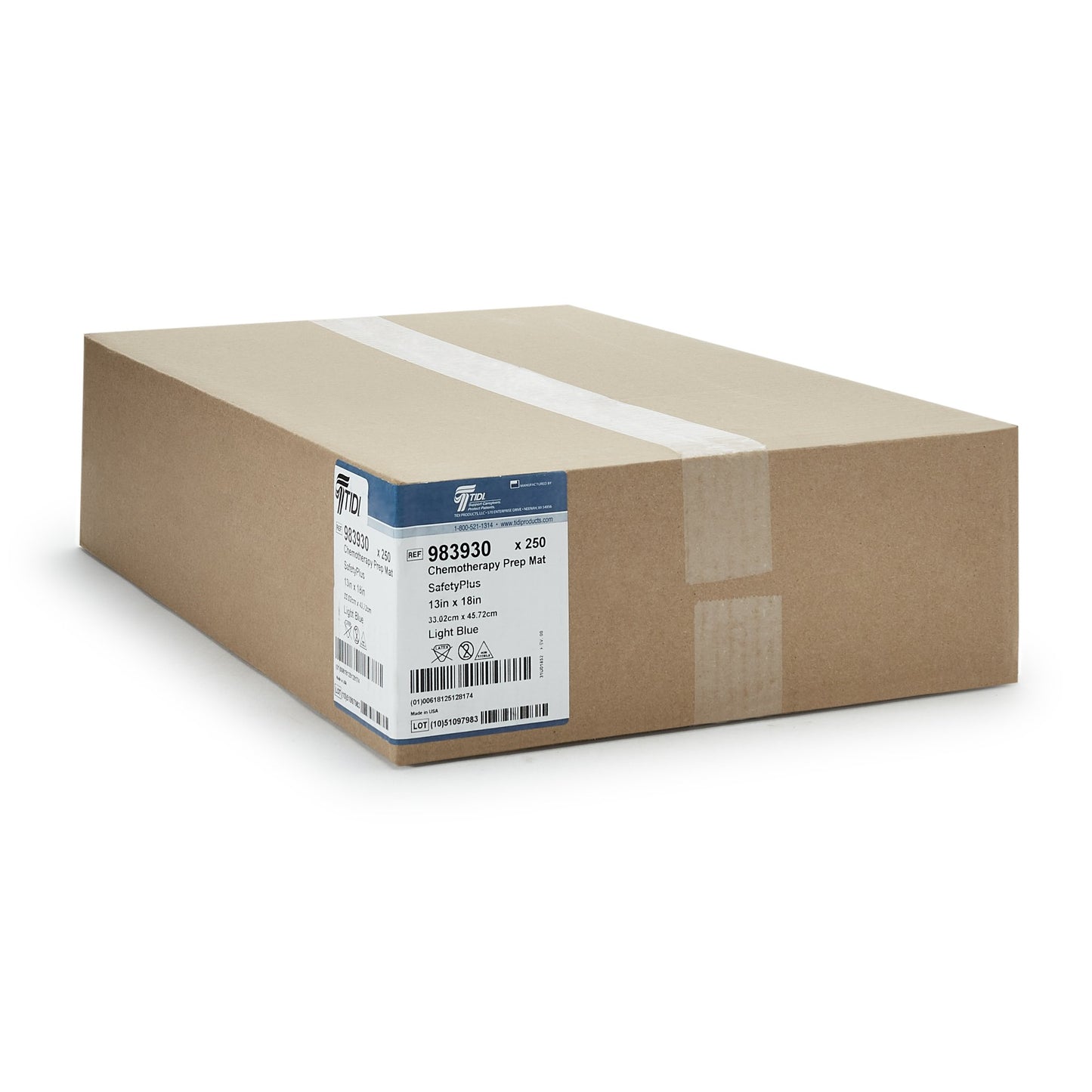 MAT, CHEMO PREP P2 SFTYPLUS LF13X18 LT BLU (250/C