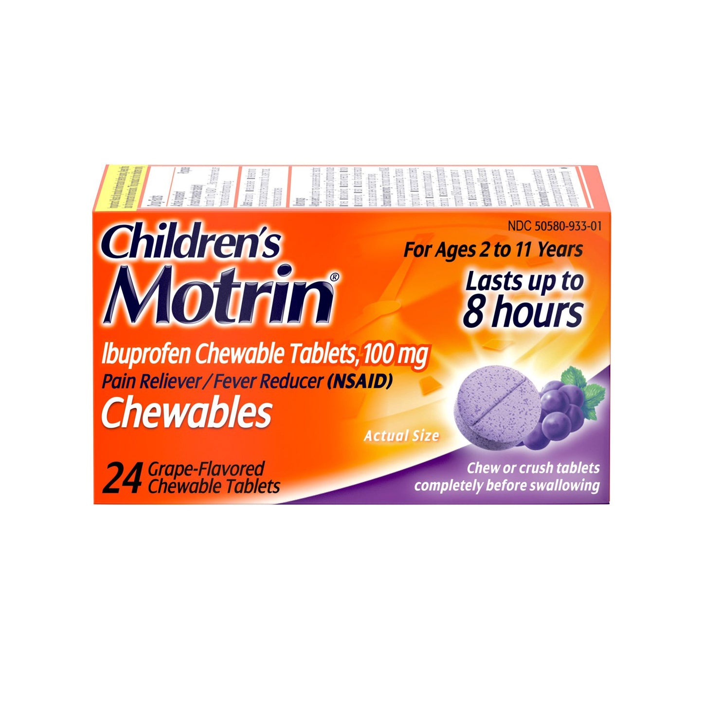 MOTRIN, TAB CHEWABLE CHLD GRAPE 100MG (24/BT)