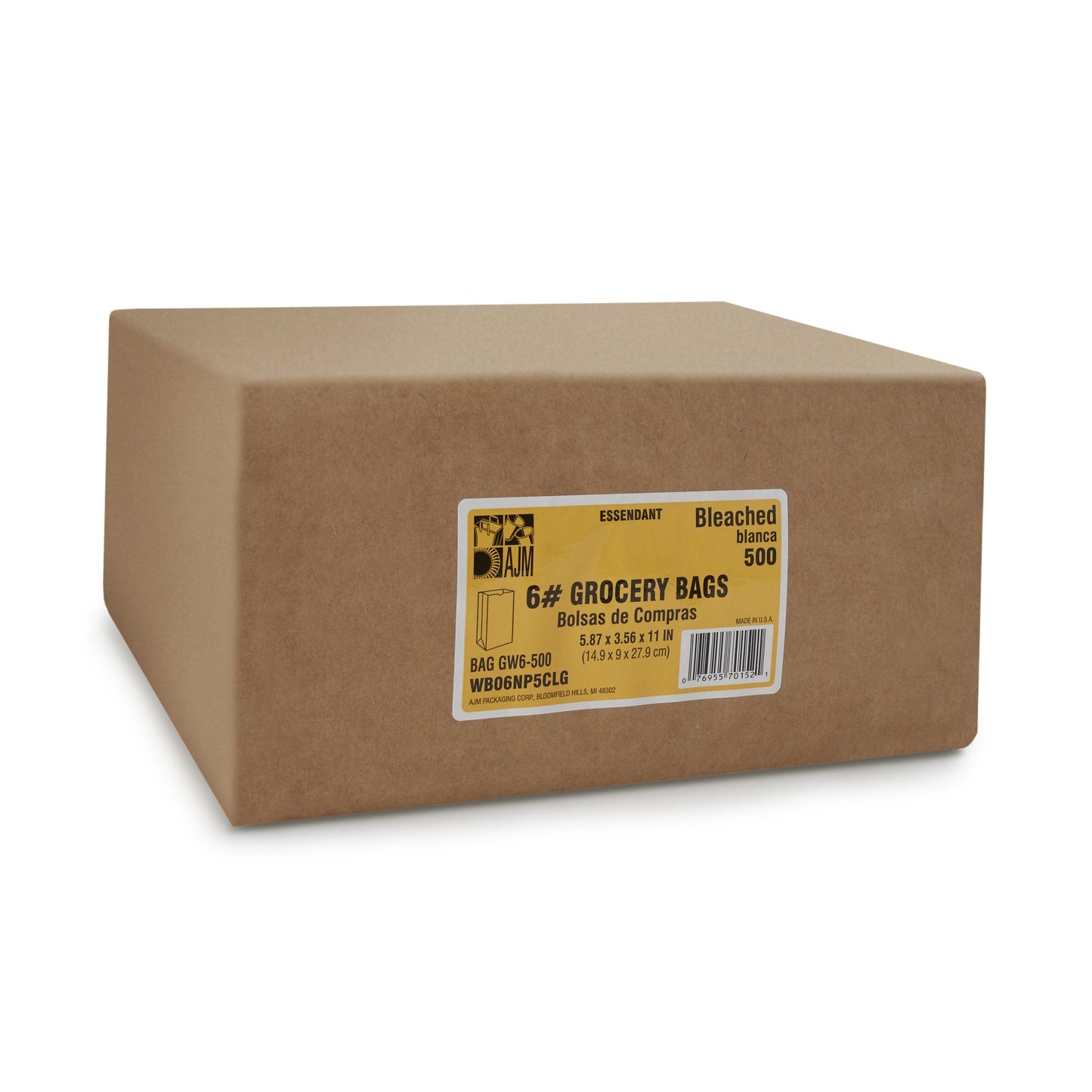 BAG, GROCERY PAPER WHT #6 (500/PK)