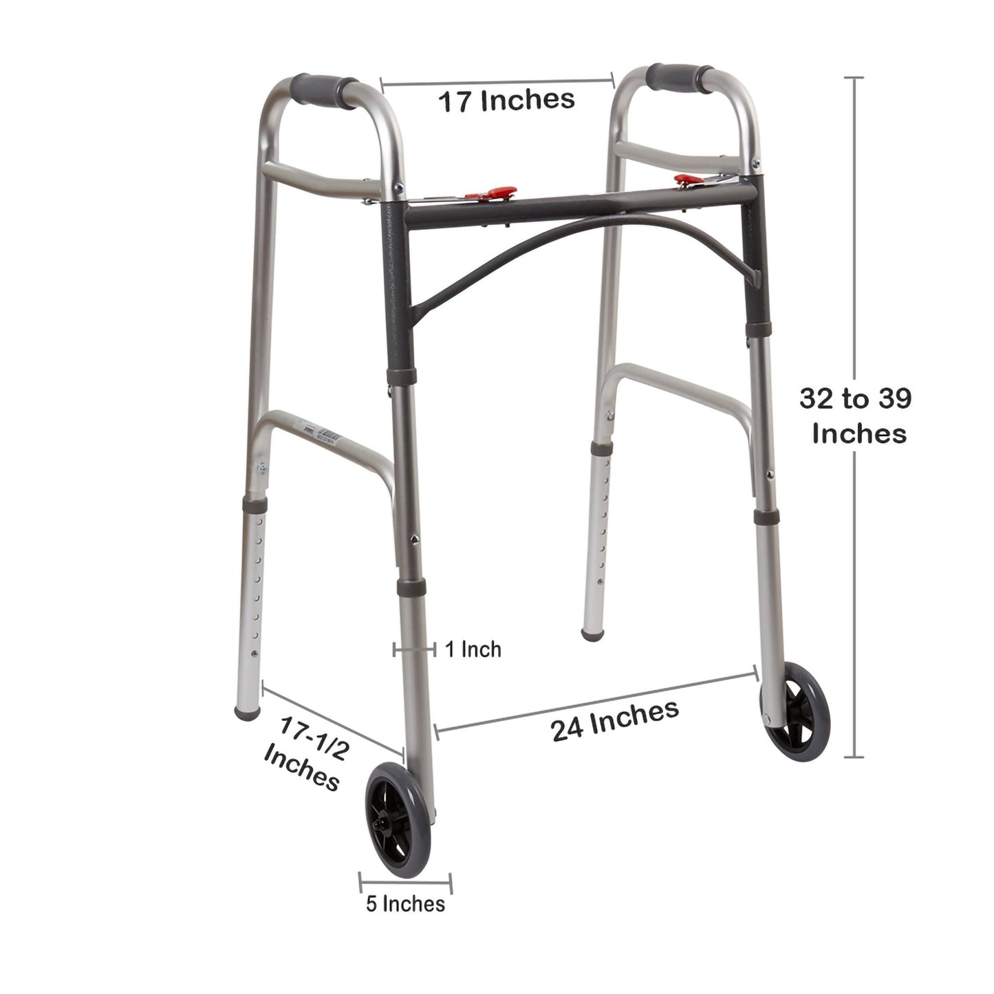 WALKER, FLD ALUM W/5" WHLS ADLT 350LBS (4/CS)