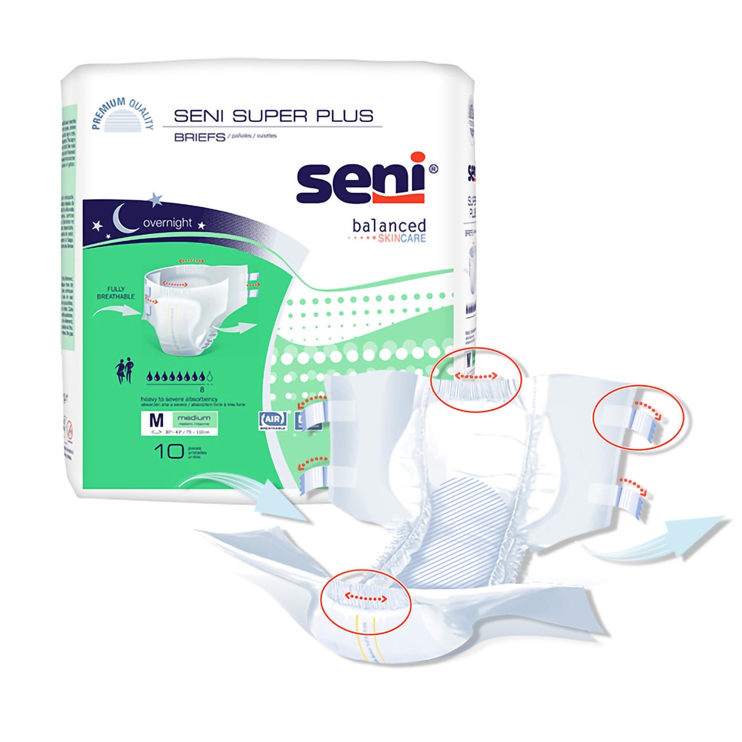 BRIEF, INCONT SENI SUPER PLUS MED 30"-43" (10/PK 4PK/CS)