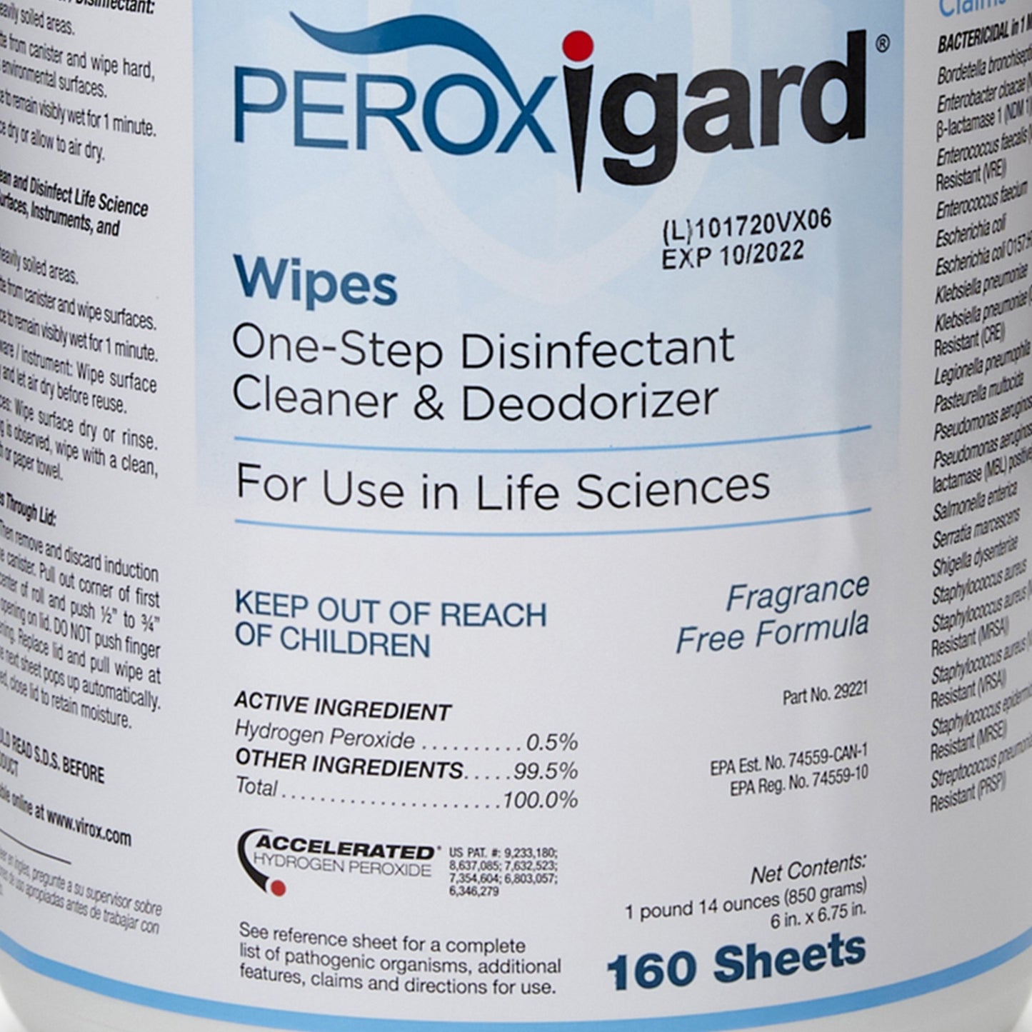 WIPE, WET HYDROGEN PEROXIDE PEROXIGARD 6"X7" (160/CN 12CN/CS