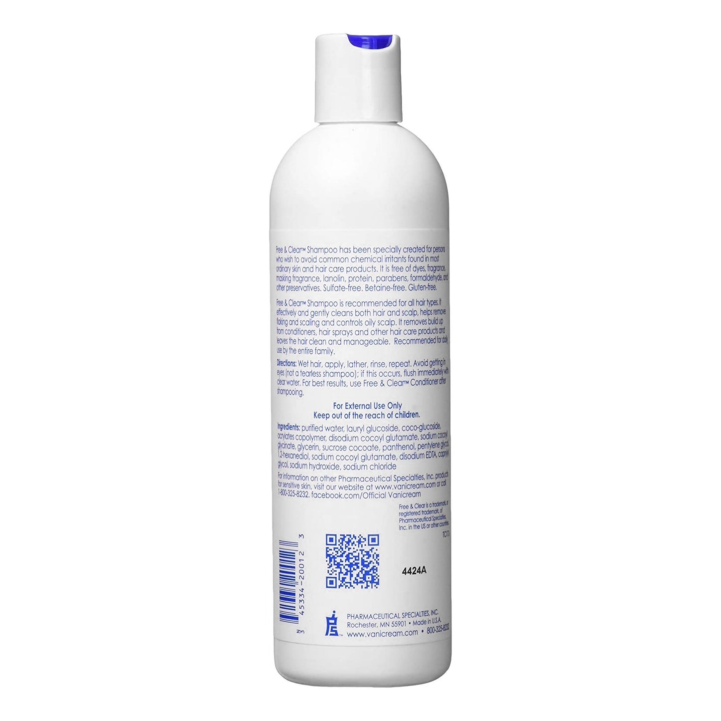 SHAMPOO, FREE & CLEAR 12OZ (1/EA)