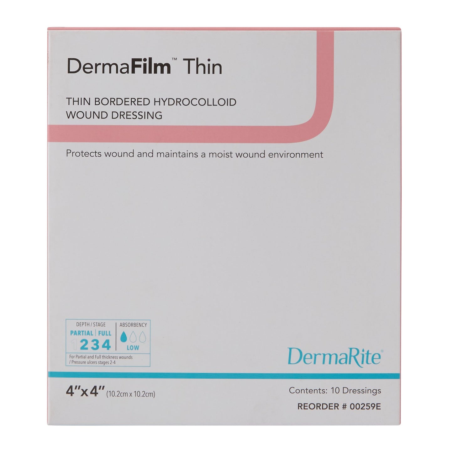 DRESSING, DERMAFILM W/BORDER THIN 4"X4" (10/BX)