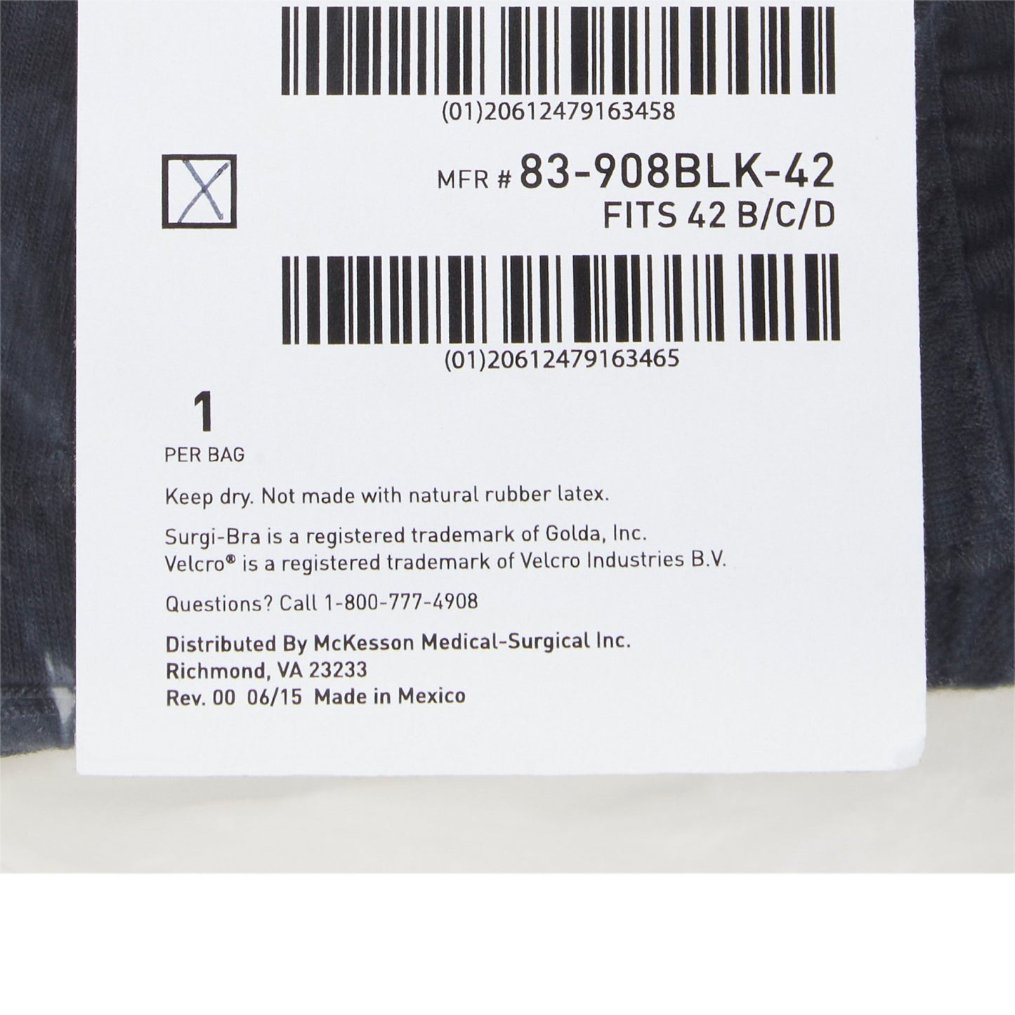 SUPPORT, SURGI-BRA II BREAST COTTON BLK LF 42B/C/D