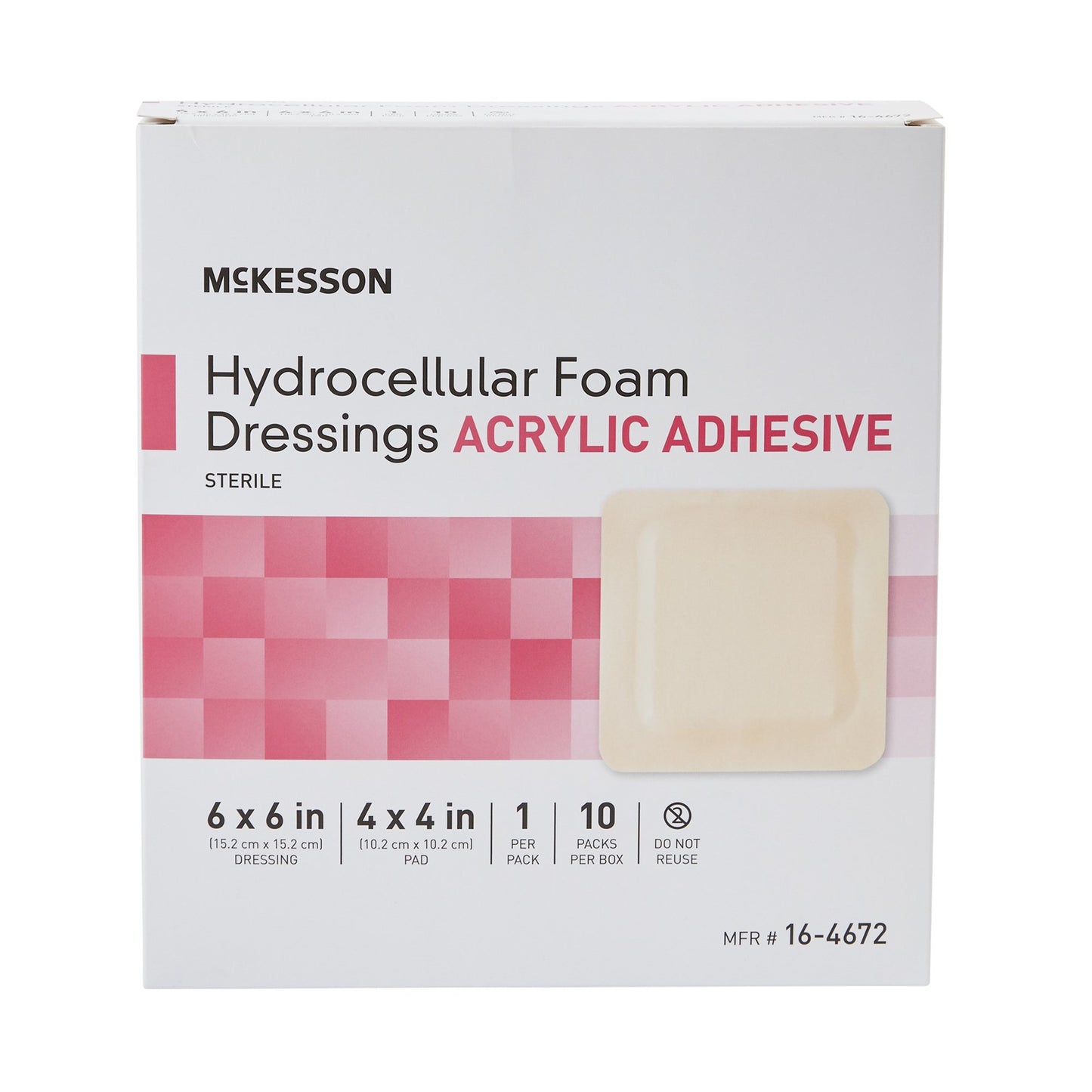 DRESSING, HYDROCELLULAR ADH STR FOAM 6"X6" (10EA/BX 10BX/CS)