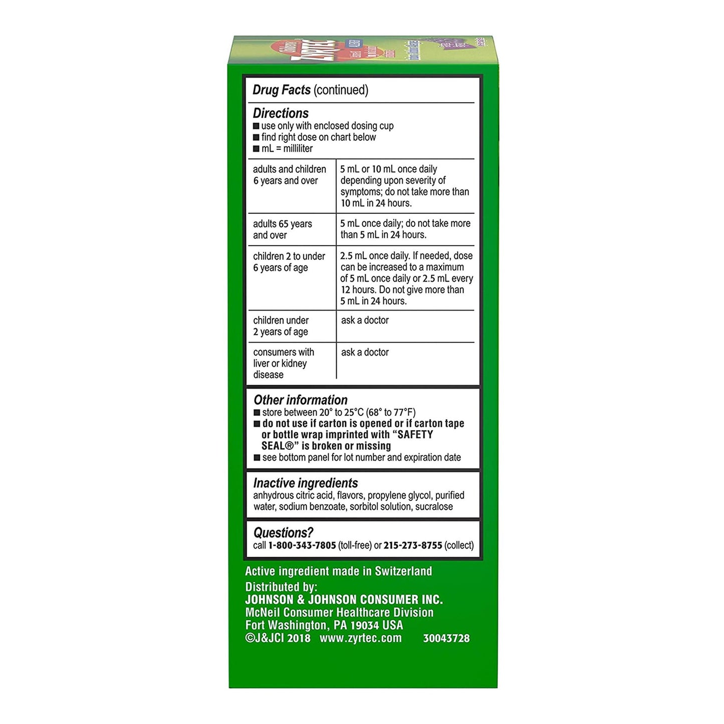 ZYRTEC, SOL ALLERGY CHILDREN GRAPE 24HR 1MG/ML 4OZ