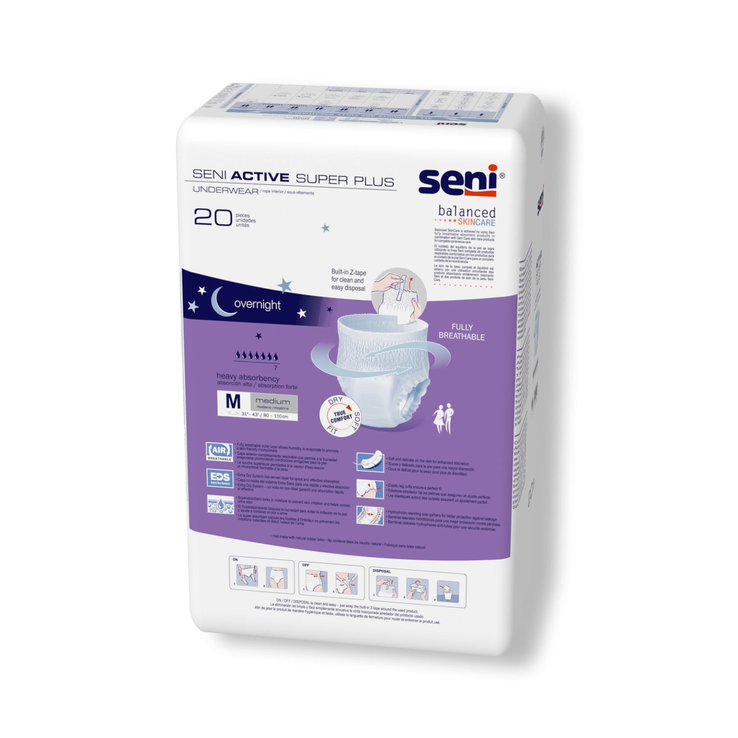 UNDERWEAR, INCONT ACTIVE SUPER+ MED 31"-43" (20/PK 4PK/CS)