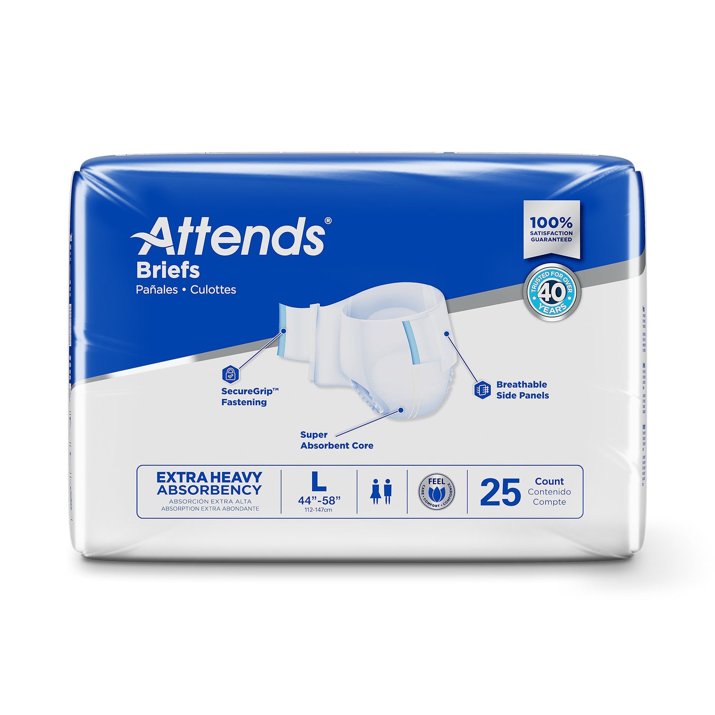 BRIEF, ATTENDS XHEAVY ABSORBENCY LG (25/BG 4BG/CS)