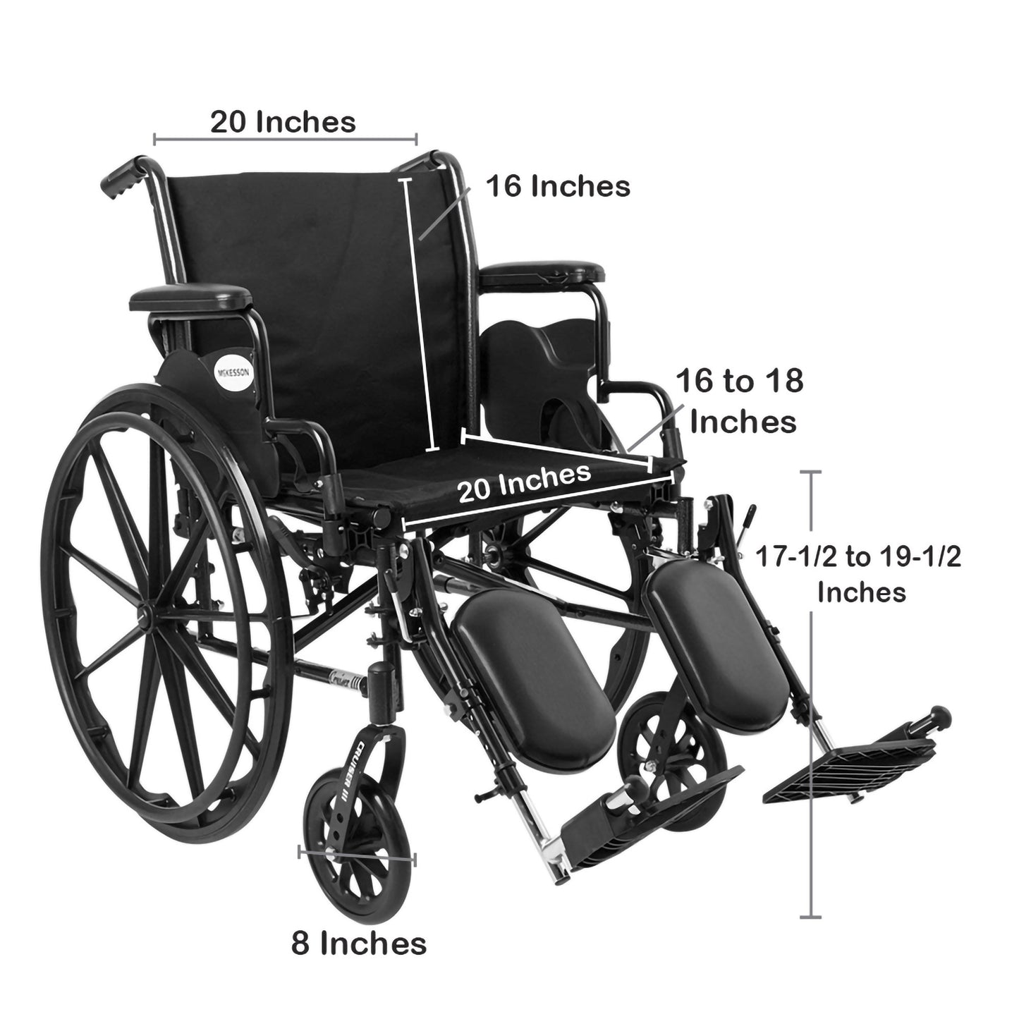 WHEELCHAIR, LTWT DDA ELR 20" 300LBS