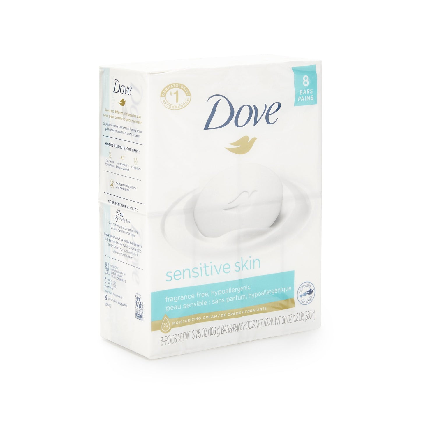 SOAP, BODY DOVE BAR UNSCENTED 4OZ (8/PK 9PK/CS)