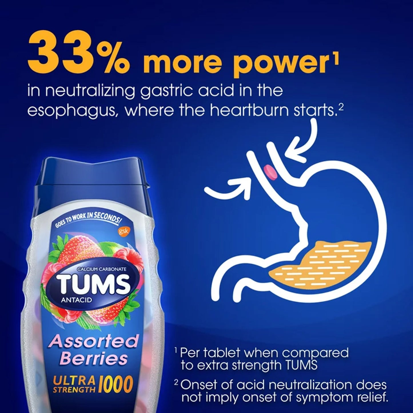 TUMS, TAB CHEW ULTRA 1000 ANTACID ASTD BERRIES (72/BT)