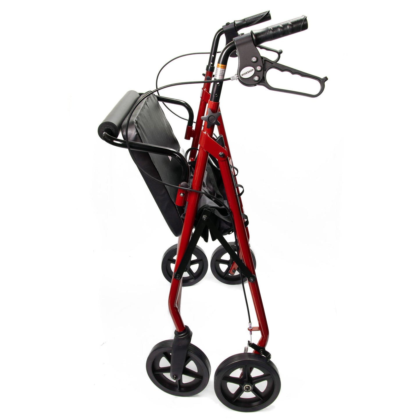 WALKER, ROLLATOR HVY DUTY FOLDING STEEL W/8" WHLS RED 400LB