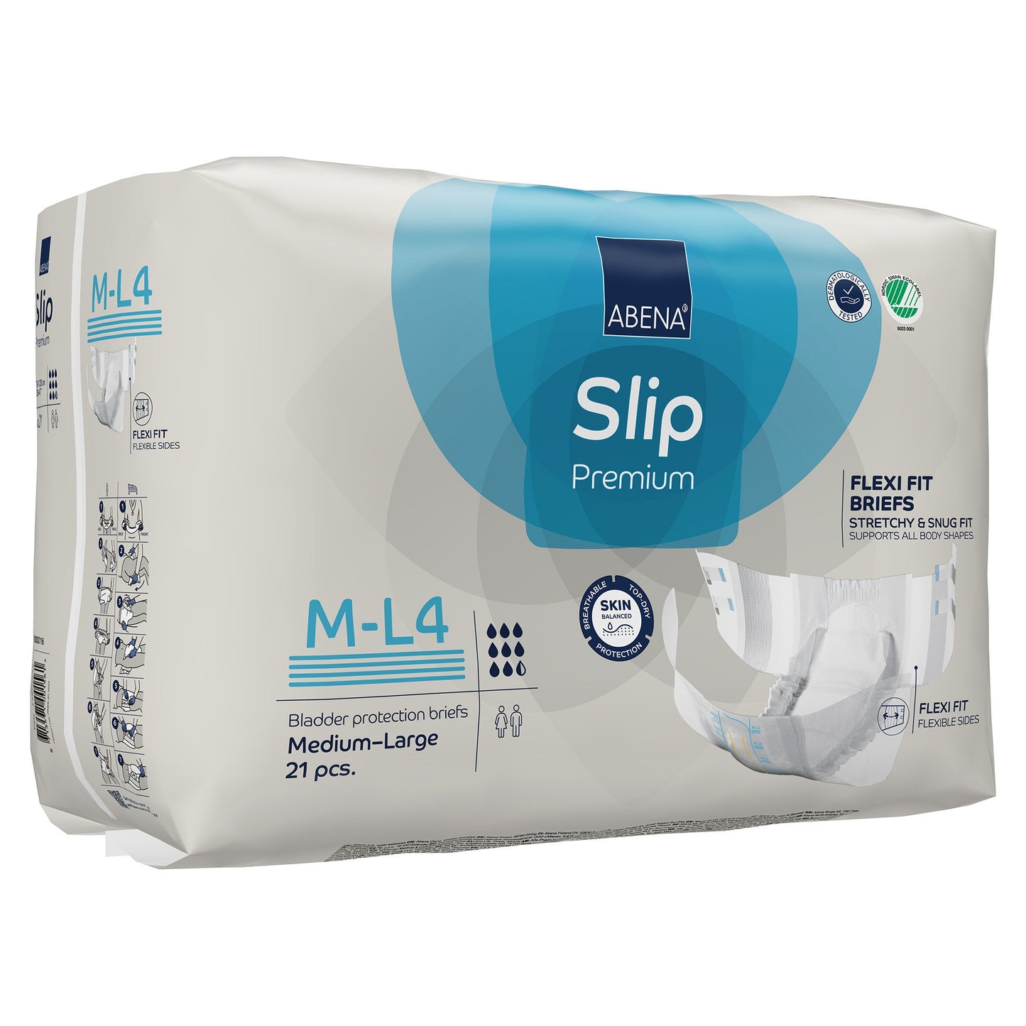 BRIEF, INCONT SLIP FLEX FIT PREM M4-L4 MED/LG (21/PK 4PK/CS)