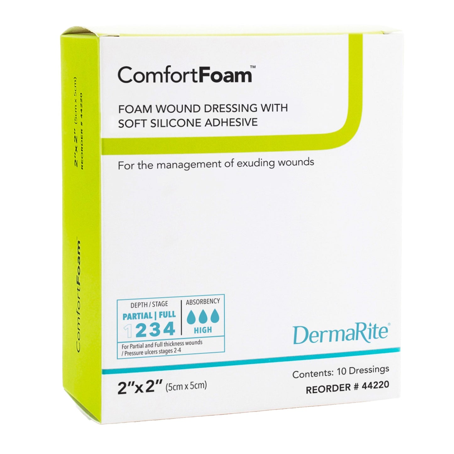 DRESSING, COMFORT FOAM 2"X2" (10/BX)