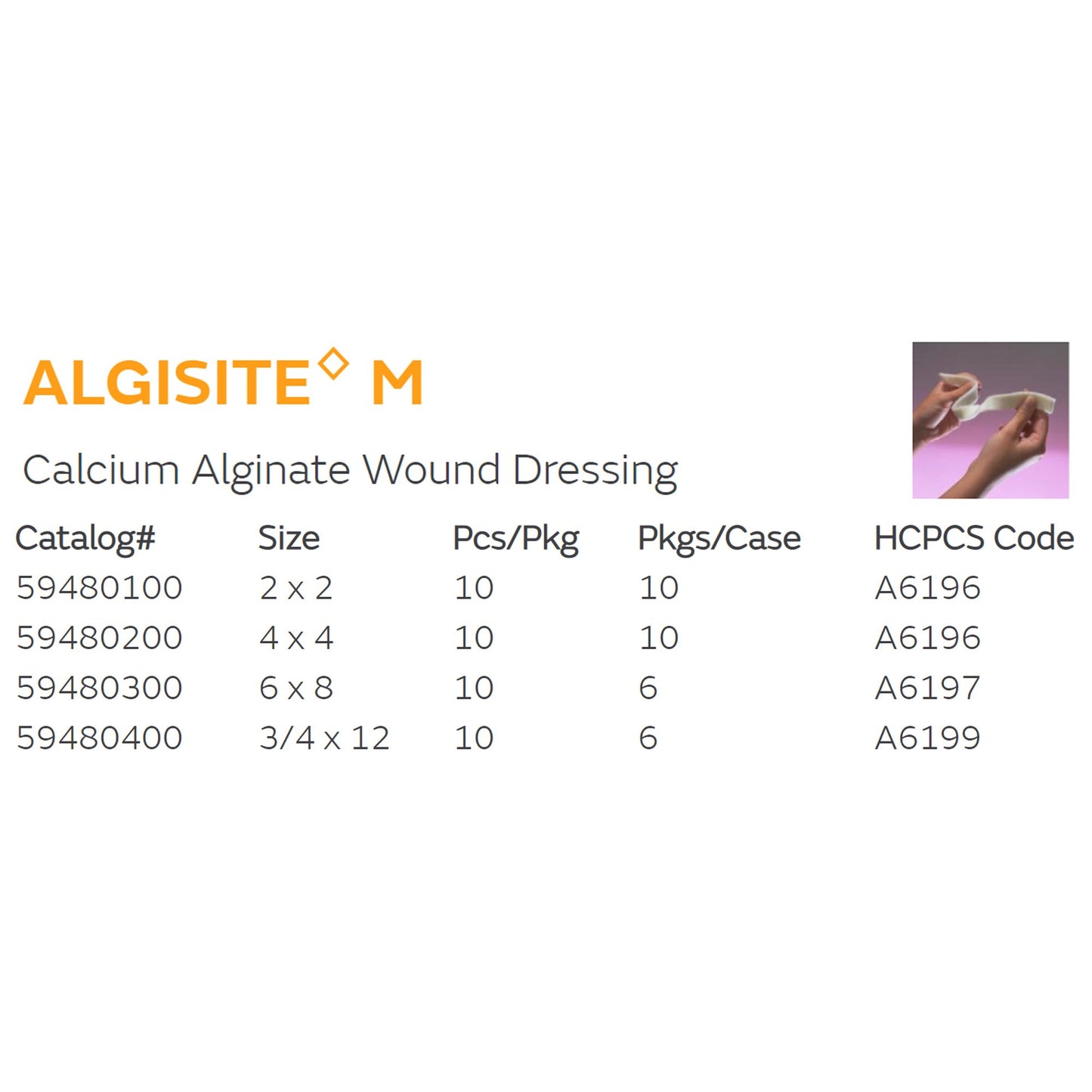 DRESSING, ALGISITE WOUND 4"X4"(10/BX 10BX/CS)