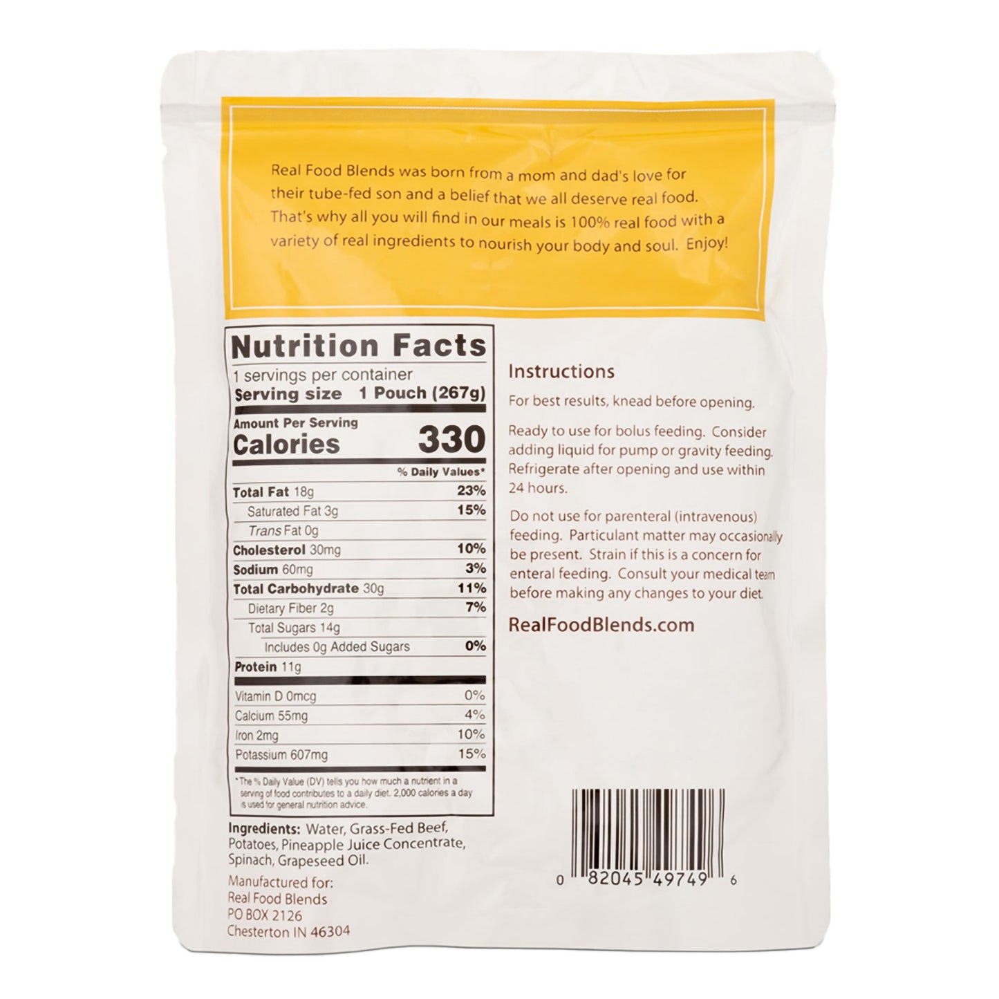 ENTERAL FEEDING, BEEF/POTATOES& SPINACH (12/CS)