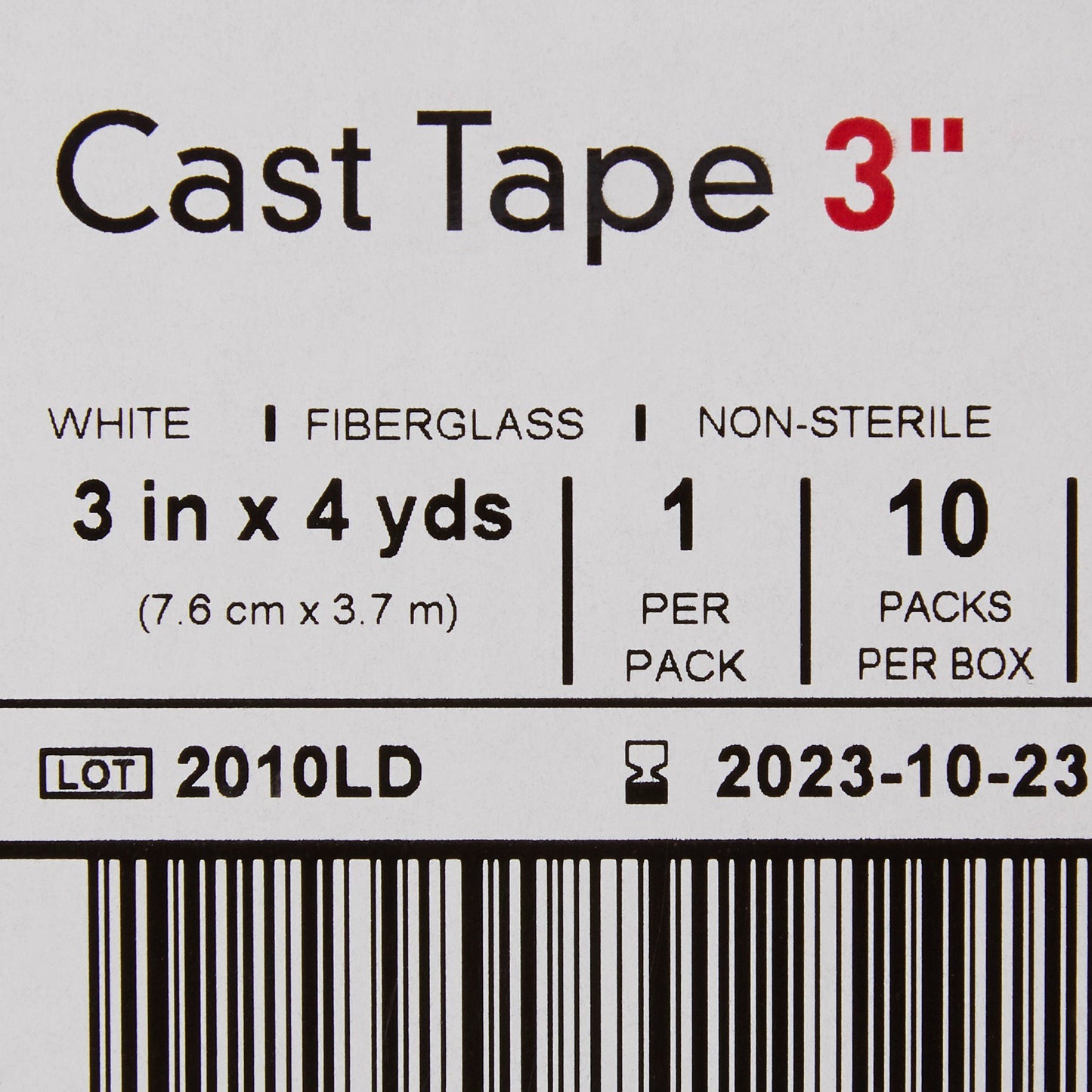 TAPE, CAST WHT LF 3"X4YDS (10RL/BX)