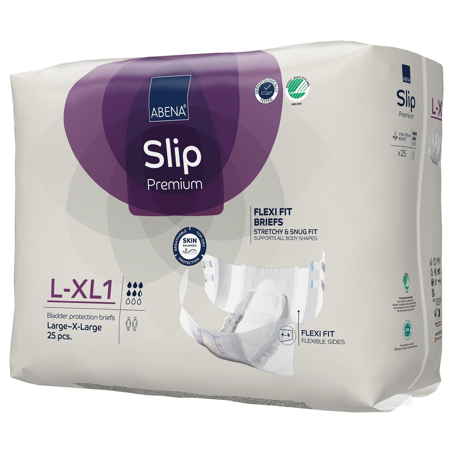 BRIEF, INCONT SLIP FLEX FIT PREM L1-XL1 LG/XLG (25/PK 4PK/CS