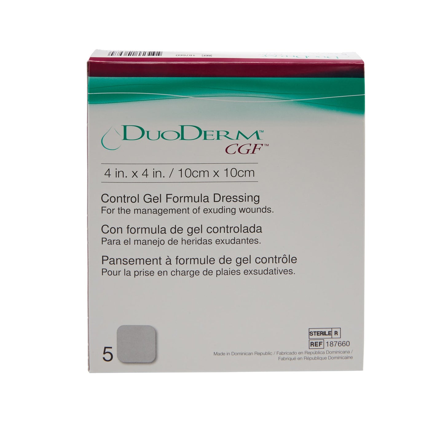 DRESSING, DUODERM CGF STR 4"X4" (5/BX 20BX/CS)