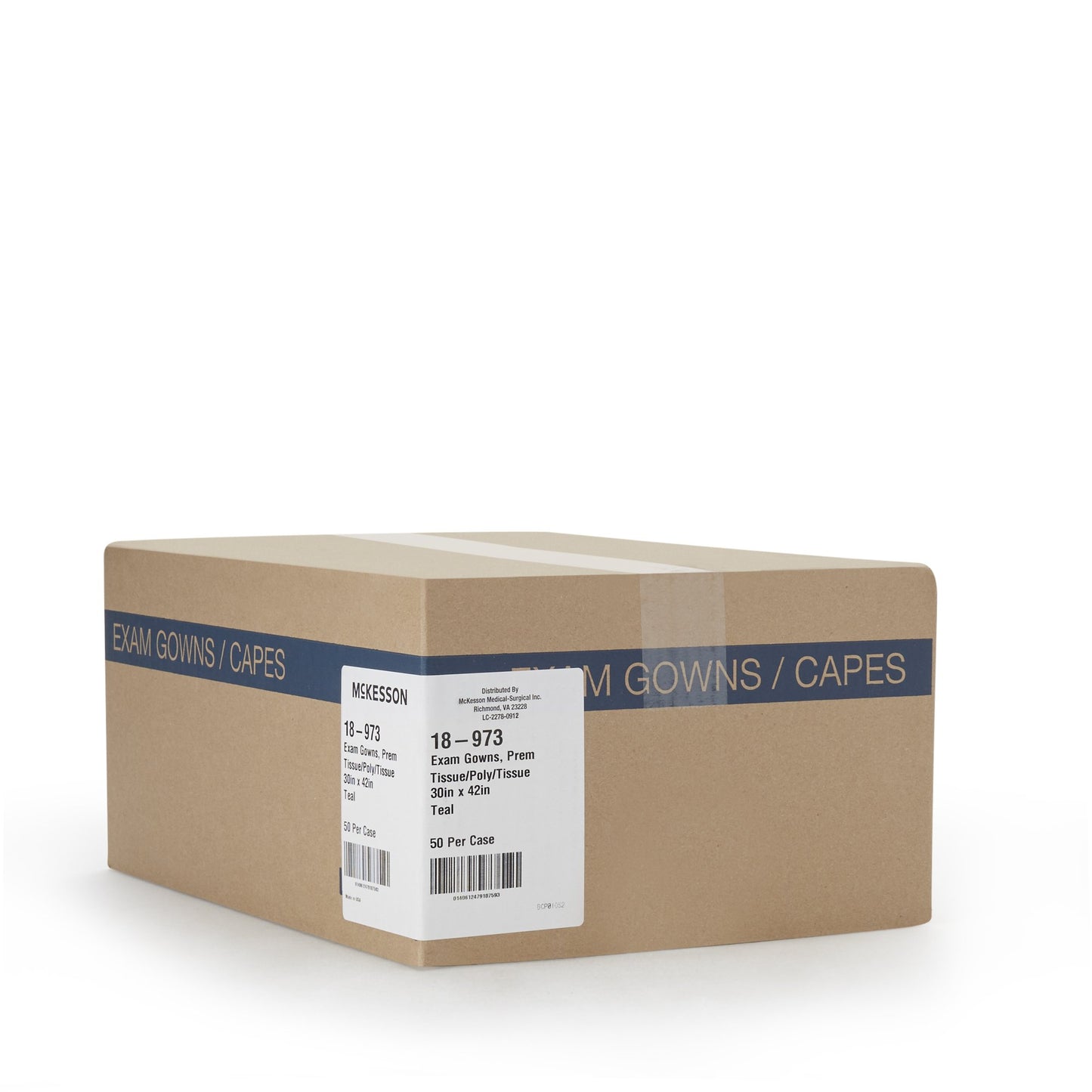 GOWN, EXAM T/P/T F/B OPN TEAL 30X42 (50/CS)